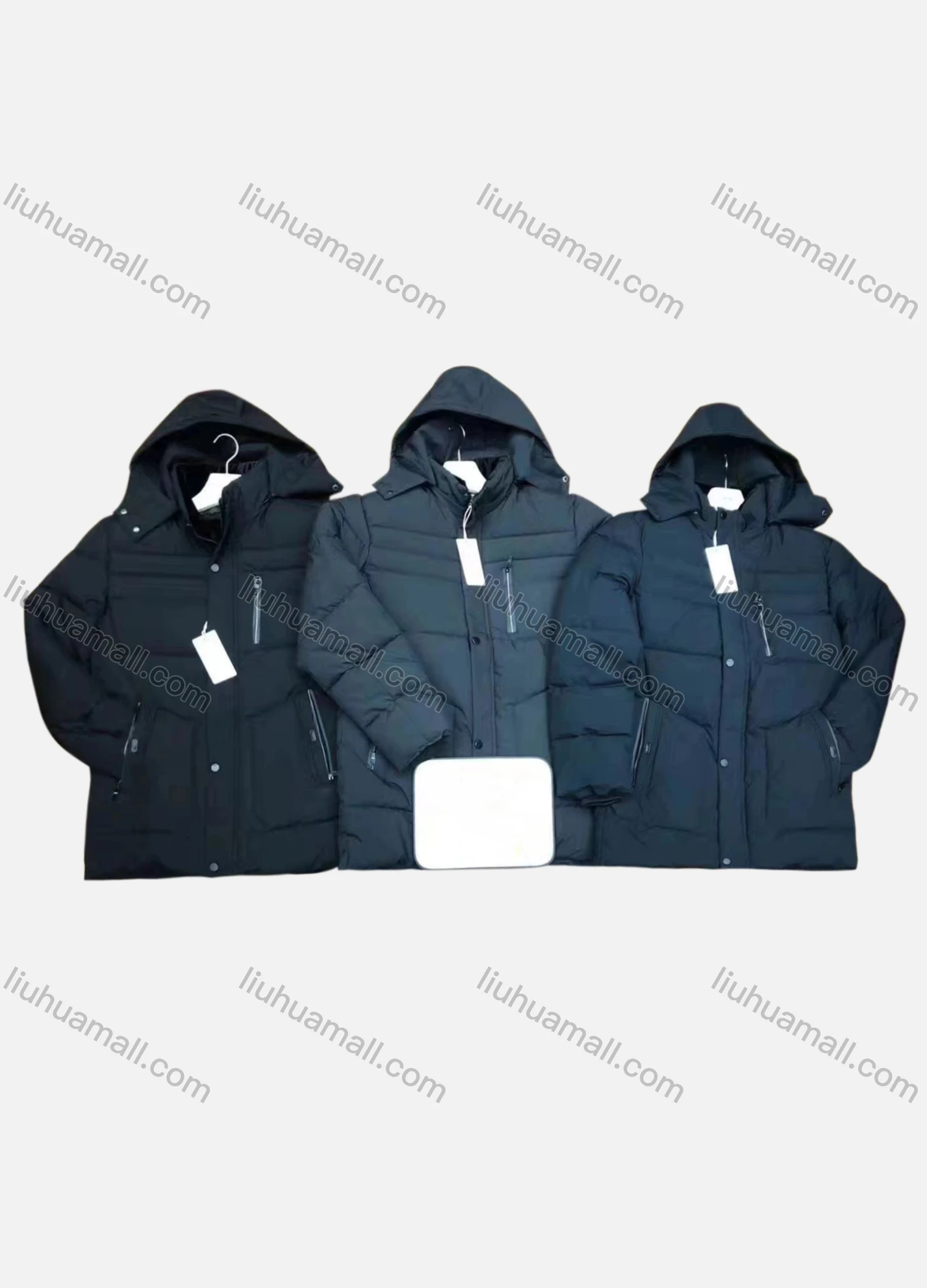 Wholesale Men's Casual Plain Warm Detachable Hood Snap Buttons Puffer Coat - Liuhuamall