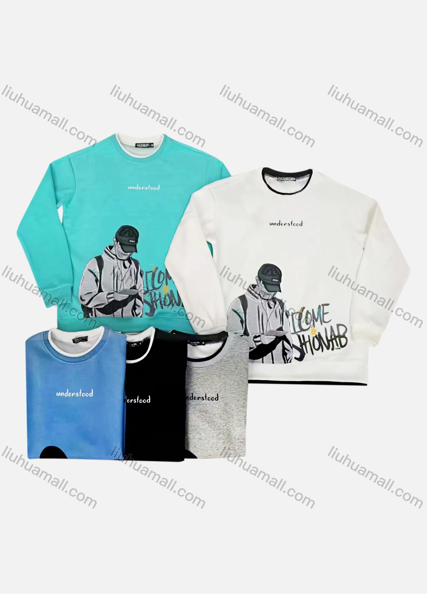 Wholesale Men's Plus Size Casual Graphic Round Neck Long Sleeve Pullover Sweatshirt 3# - Liuhuamall