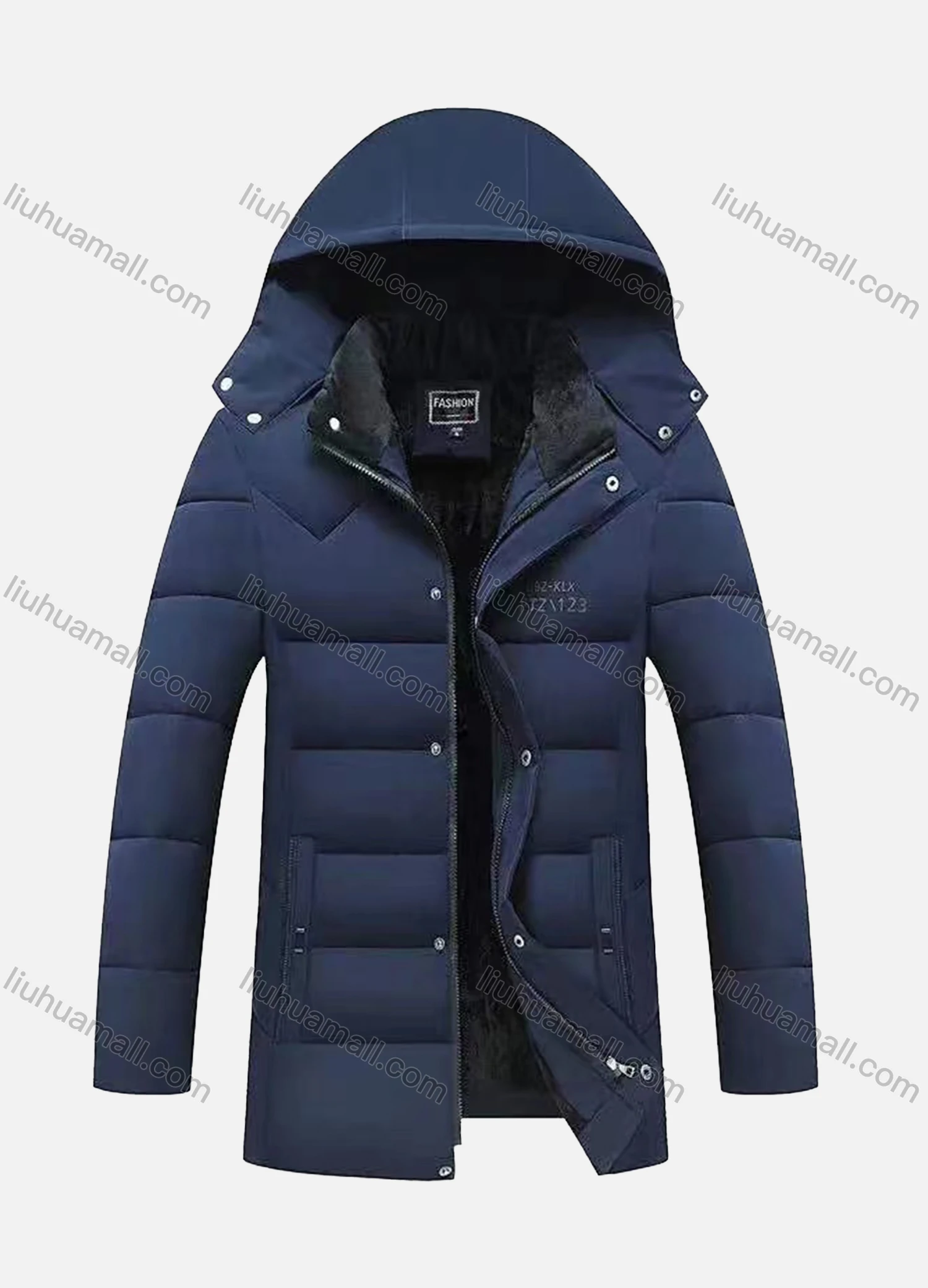 Wholesale Men's Casual Plain Warm Detachable Hood Snap Buttons Puffer Coat - Liuhuamall