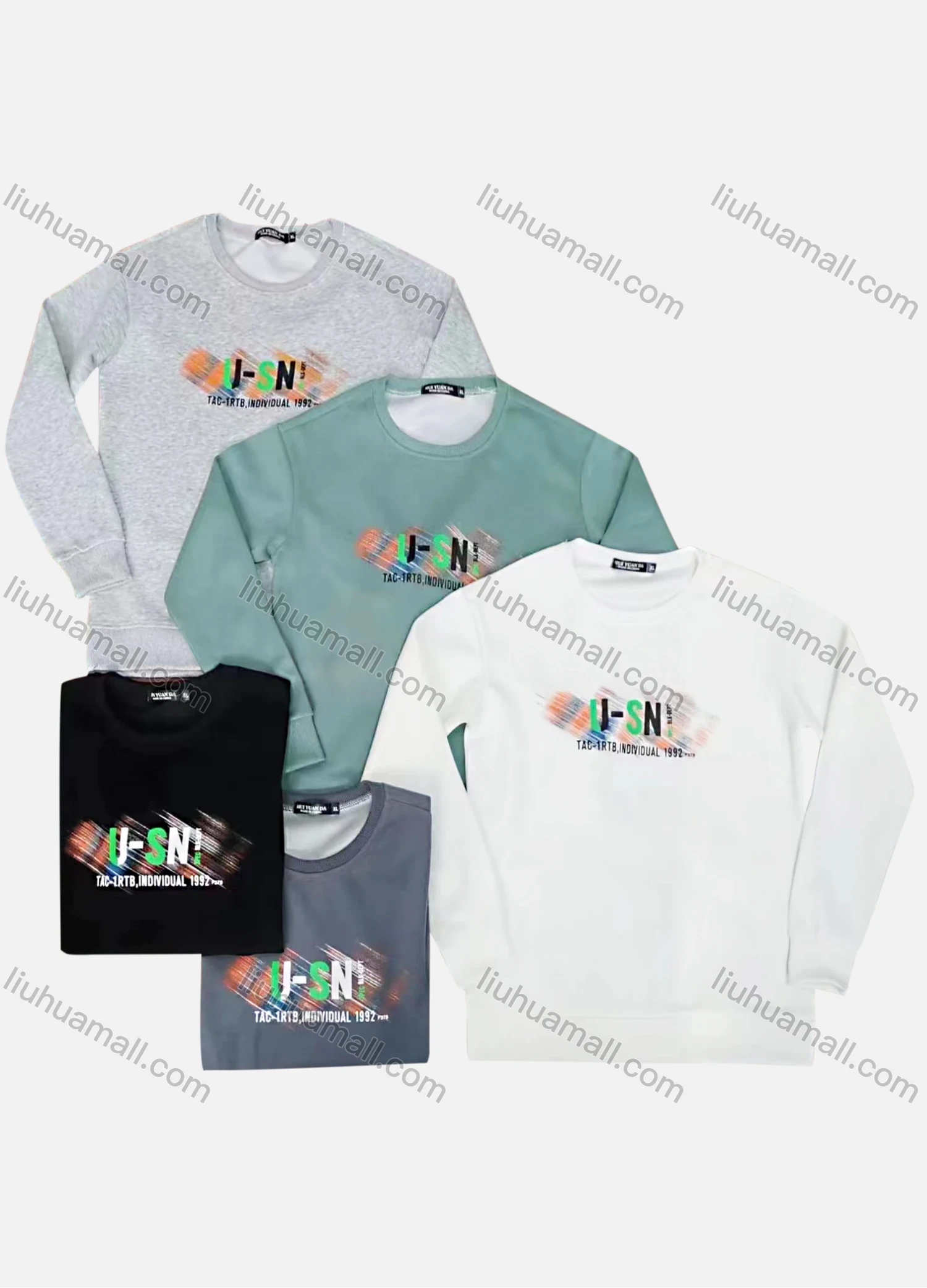 Wholesale Men's Plus Size Casual Graphic Round Neck Long Sleeve Pullover Sweatshirt 5# - Liuhuamall