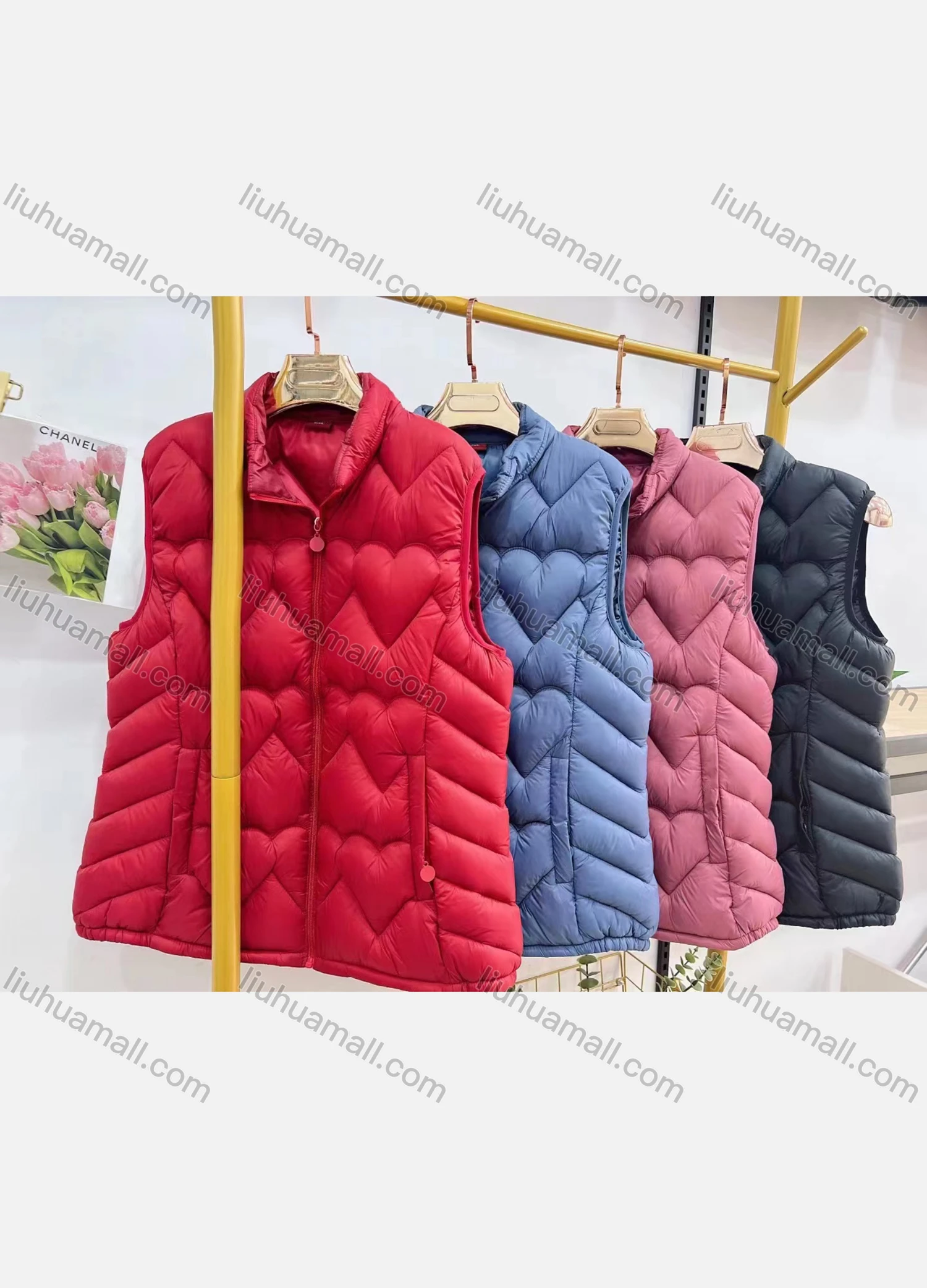 Wholesale Women's Casual Plain Warm Zipper Pockets Vest Puffer Coat - Liuhuamall
