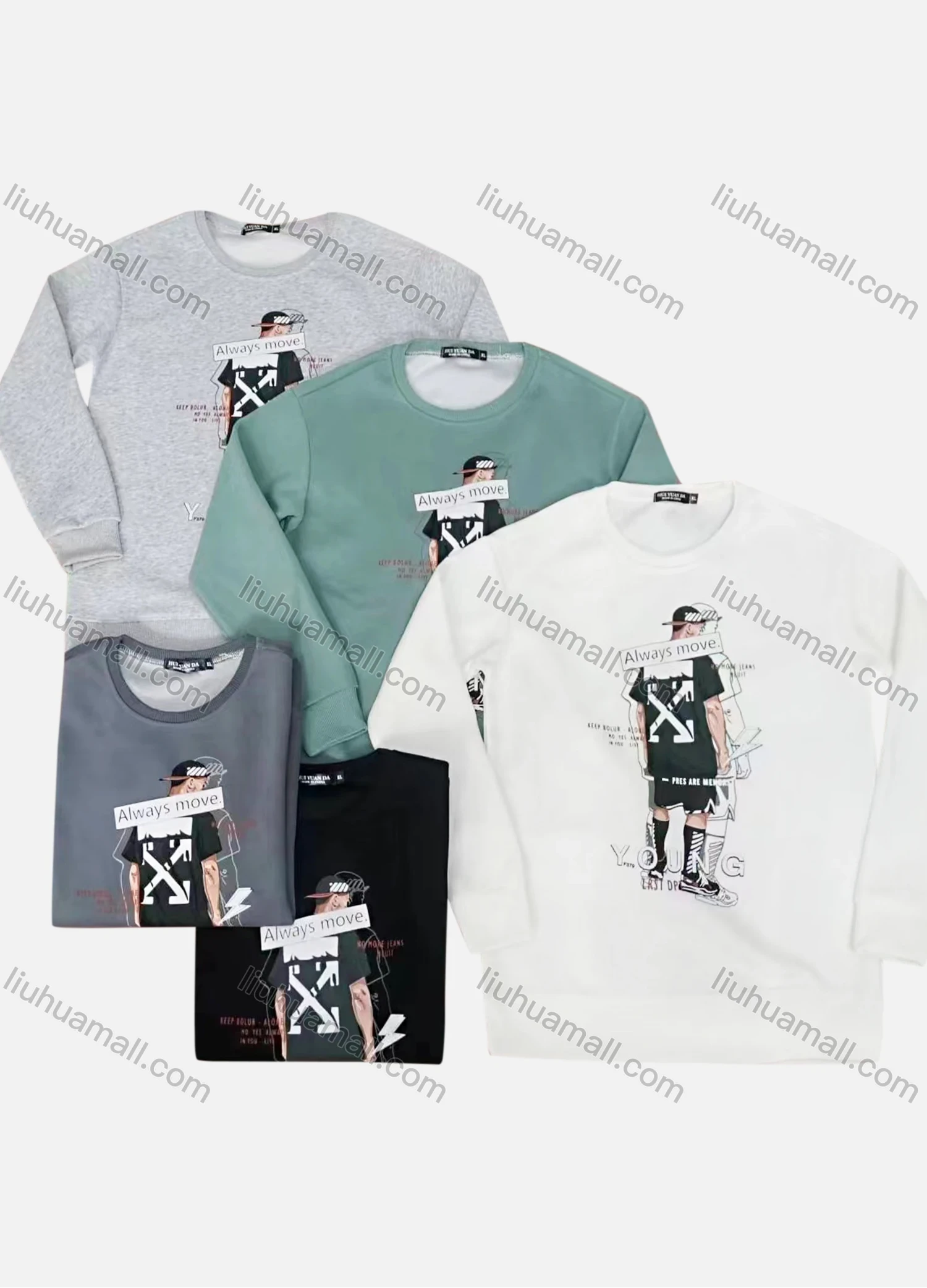 Wholesale Men's Plus Size Casual Graphic Round Neck Long Sleeve Pullover Sweatshirt 7# - Liuhuamall