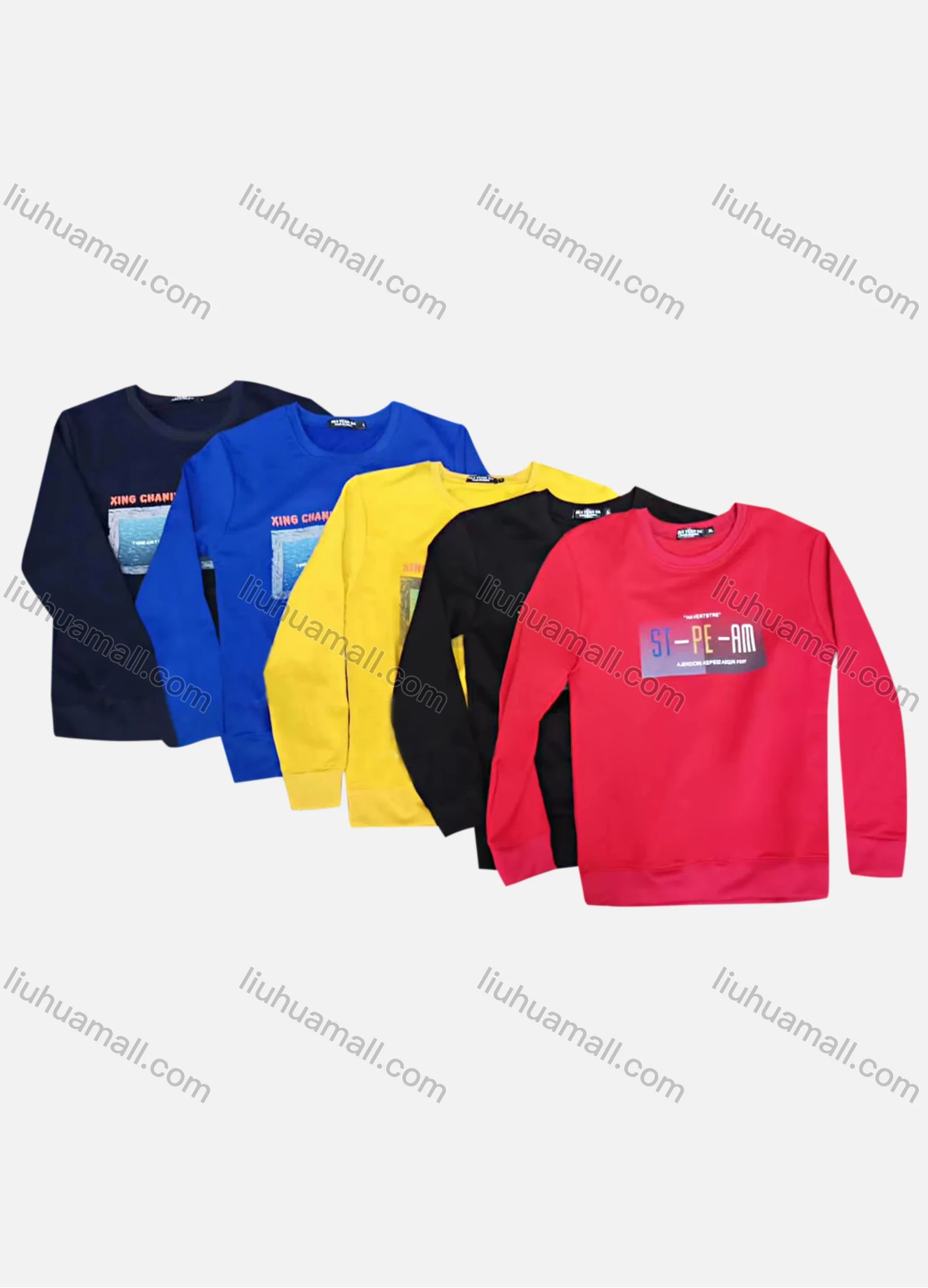 Wholesale Men's Casual Graphic Round Neck Pullover Long Sleeve T-shirt 11# - Liuhuamall