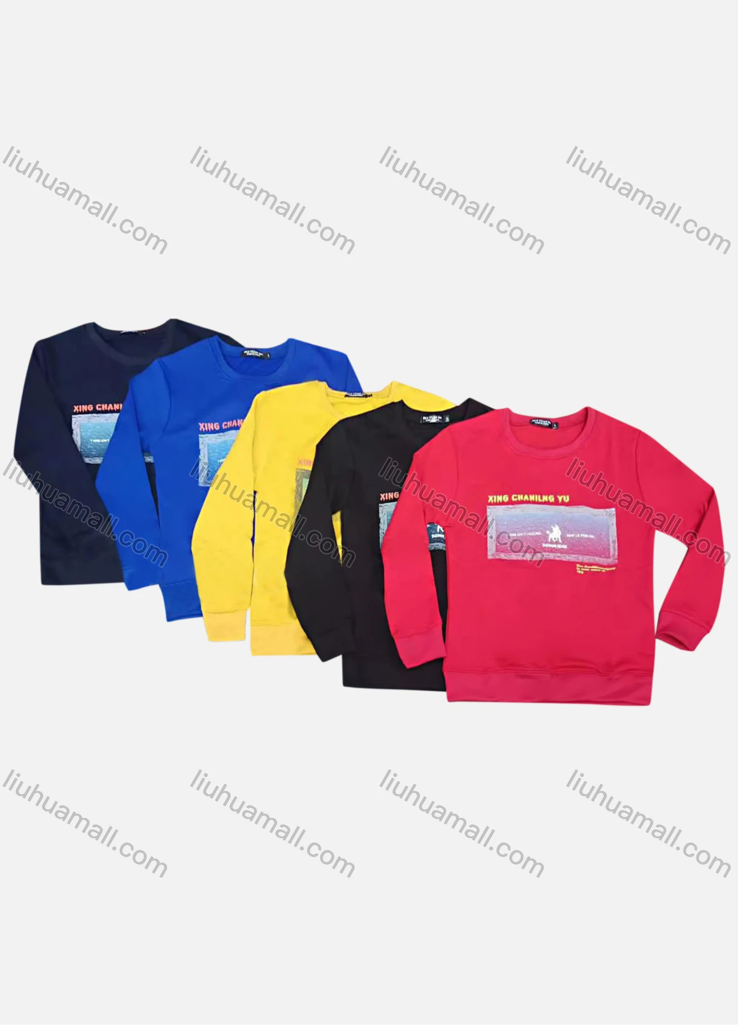 Wholesale Men's Casual Graphic Round Neck Pullover Long Sleeve T-shirt 14# - Liuhuamall