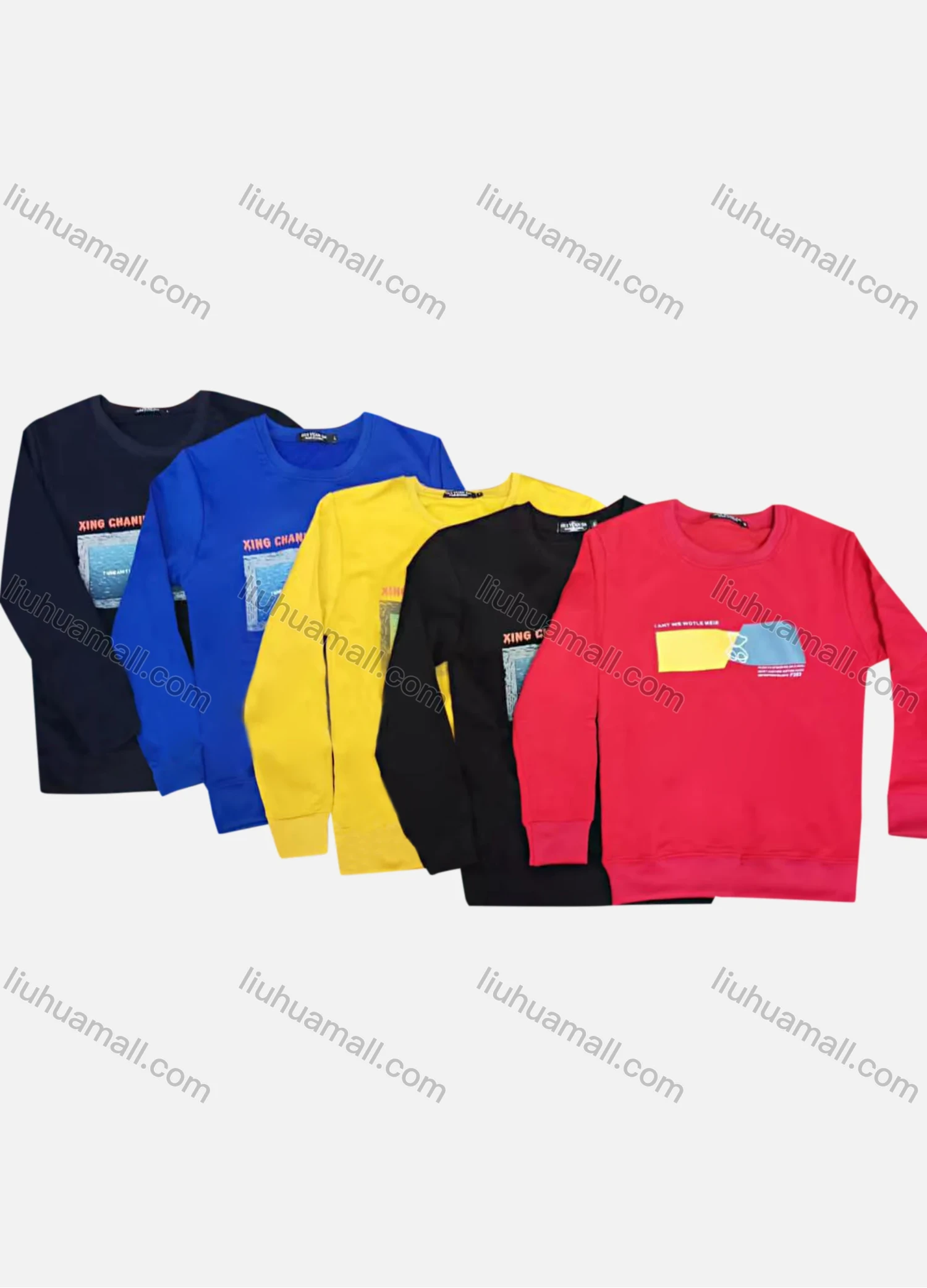 Wholesale Men's Casual Graphic Round Neck Pullover Long Sleeve T-shirt 18# - Liuhuamall