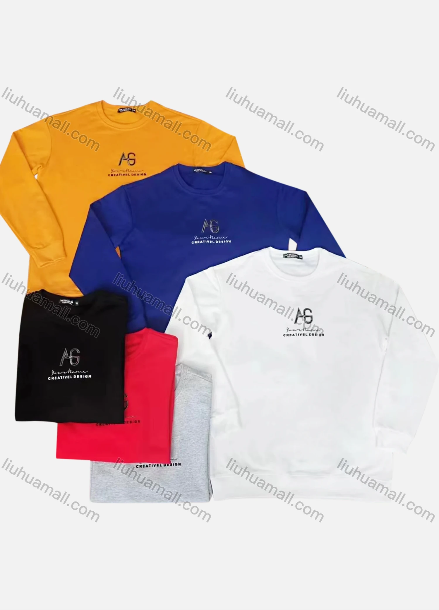 Wholesale Men's Plus Size Casual Graphic Round Neck Pullover Long Sleeve T-shirt 45# - Liuhuamall