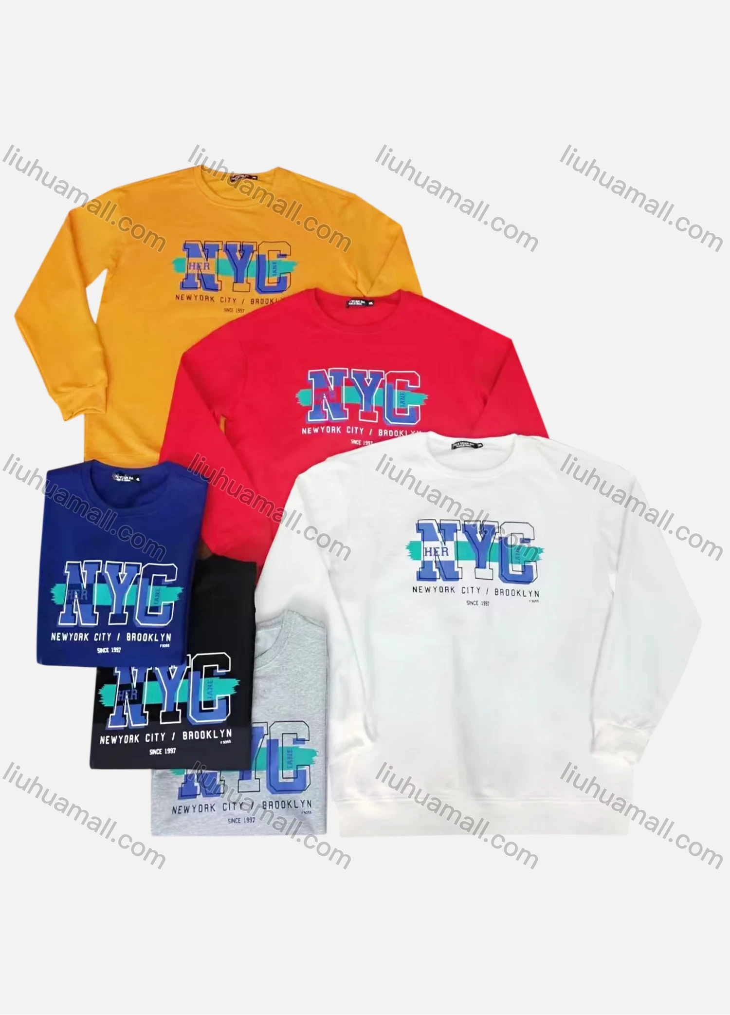 Wholesale Men's Plus Size Casual Graphic Round Neck Pullover Long Sleeve T-shirt 48# - Liuhuamall