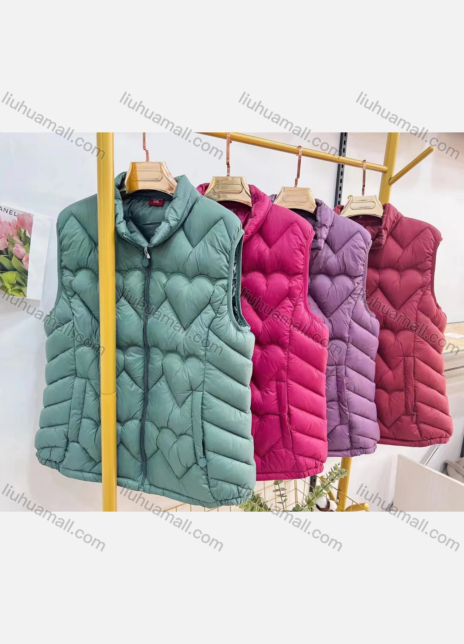 Wholesale Women's Casual Plain Warm Zipper Pockets Vest Puffer Coat - Liuhuamall