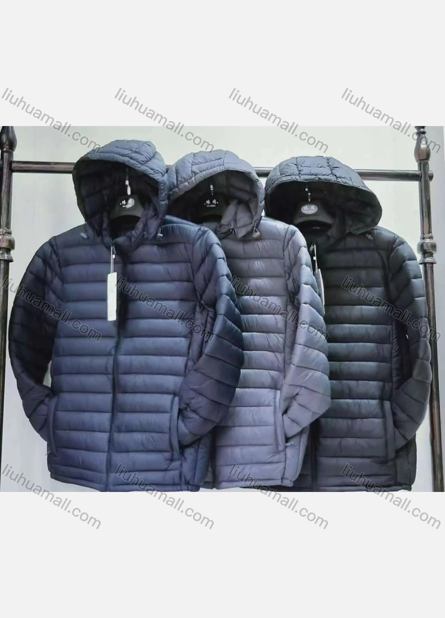 Wholesale Men's Casual Plain Warm Detachable Hood Puffer Coat - Liuhuamall