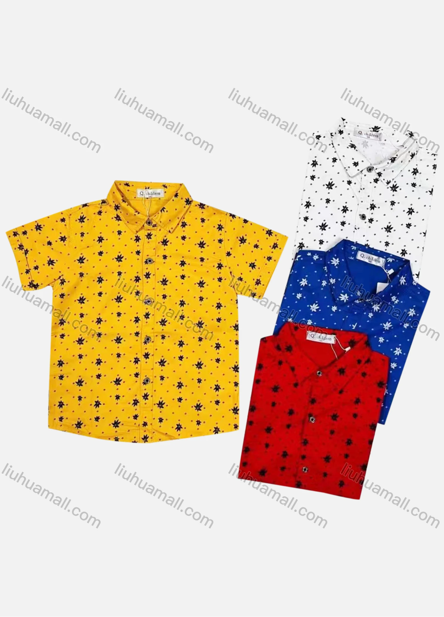 Wholesale Boy's Casual Allover Print Short Sleeve Shirt - Liuhuamall