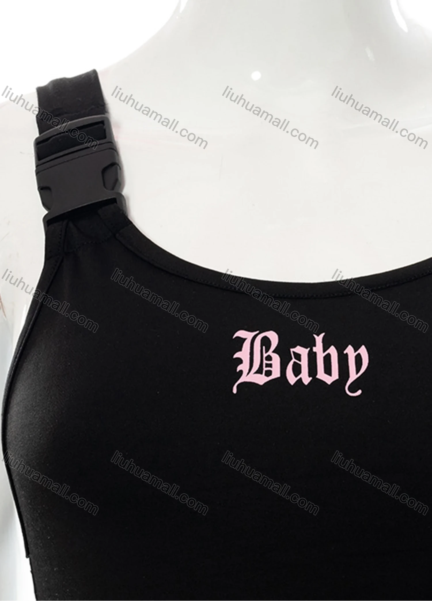 Wholesale Women's Trendy Sleeveless Buckle Letter Print Bodysuit D21BS438# - Liuhuamall