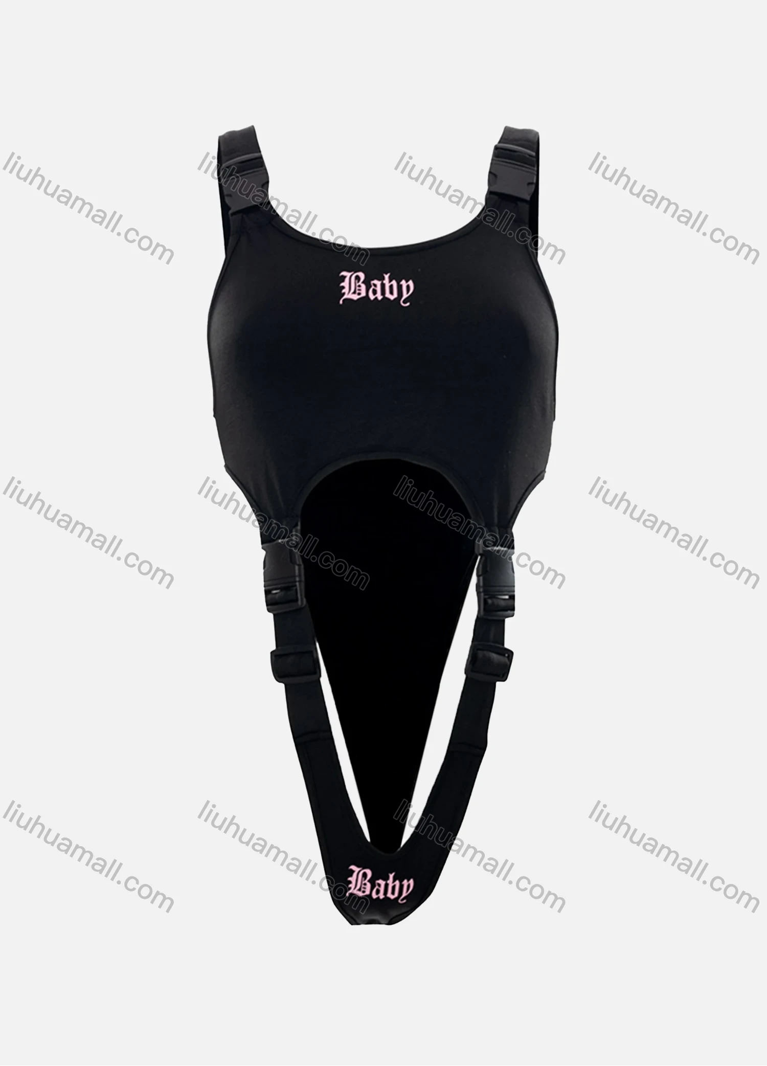 Wholesale Women's Trendy Sleeveless Buckle Letter Print Bodysuit D21BS438# - Liuhuamall