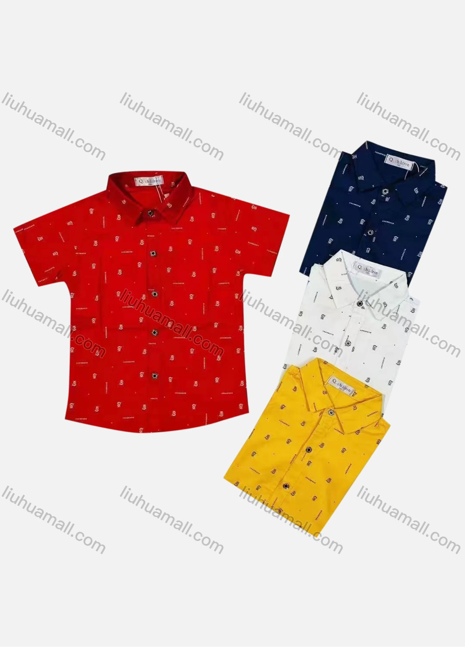 Wholesale Boy's Casual Allover Print Short Sleeve Shirt - Liuhuamall