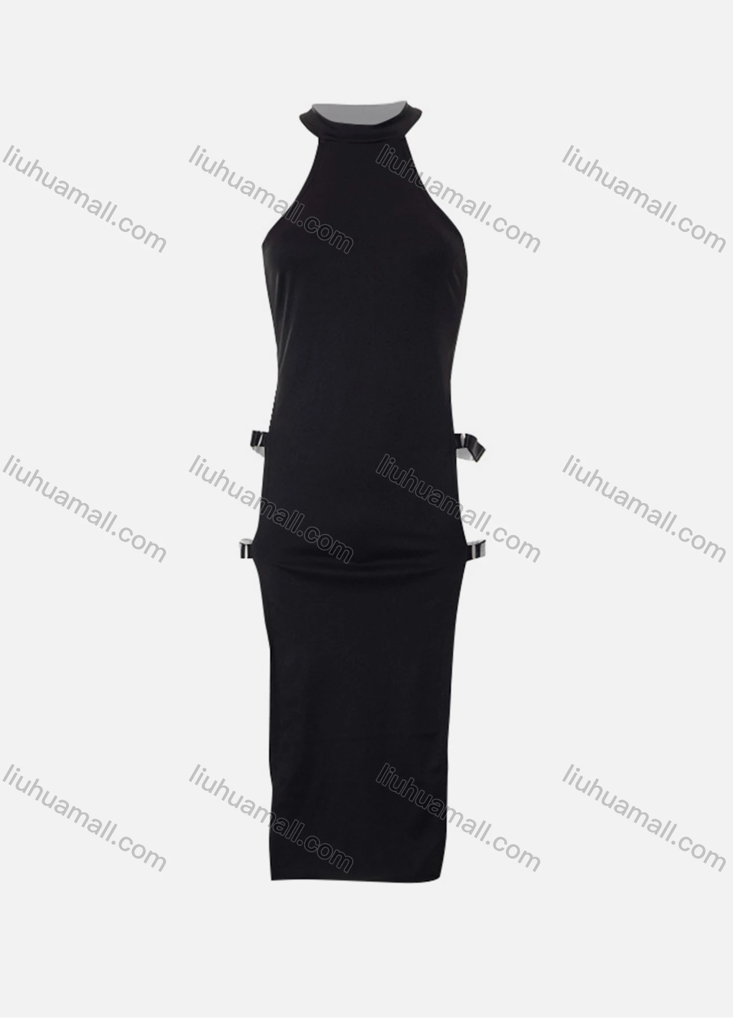 Wholesale Women's Sexy Cosplay Halter Buckle Side Cutout Cheongsam Dress D22DS264# - Liuhuamall