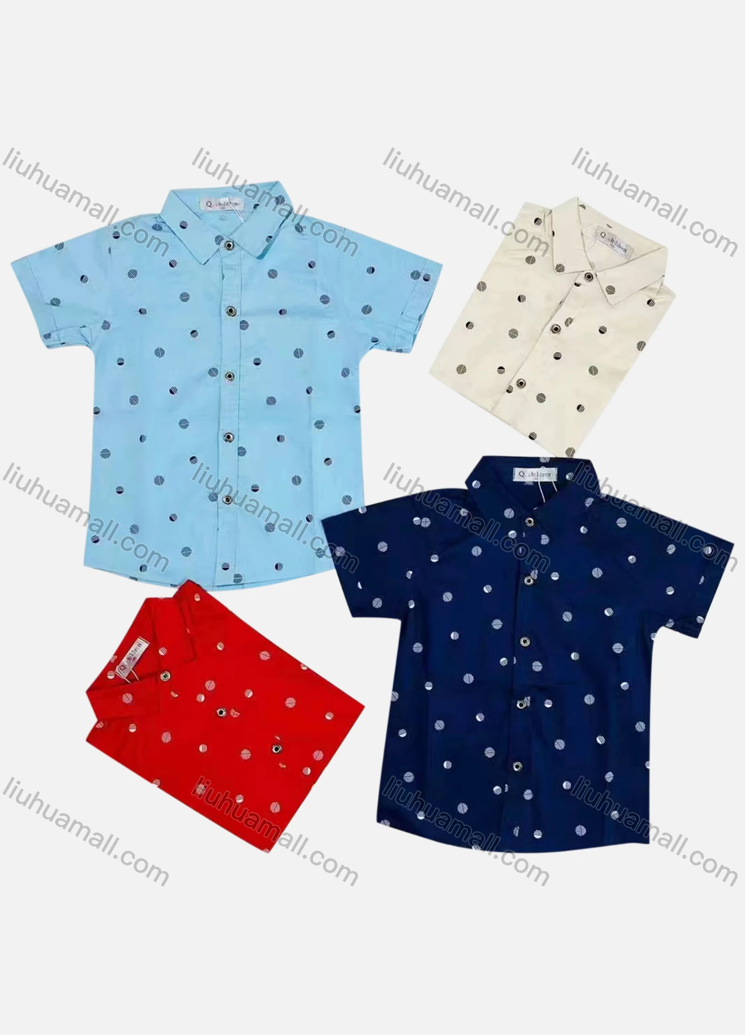 Wholesale Boy's Casual Allover Print Short Sleeve Shirt - Liuhuamall