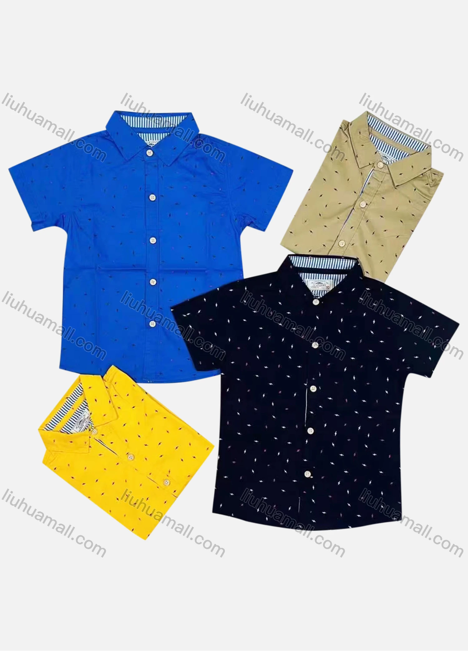Wholesale Boy's Casual Allover Print Short Sleeve Shirt - Liuhuamall