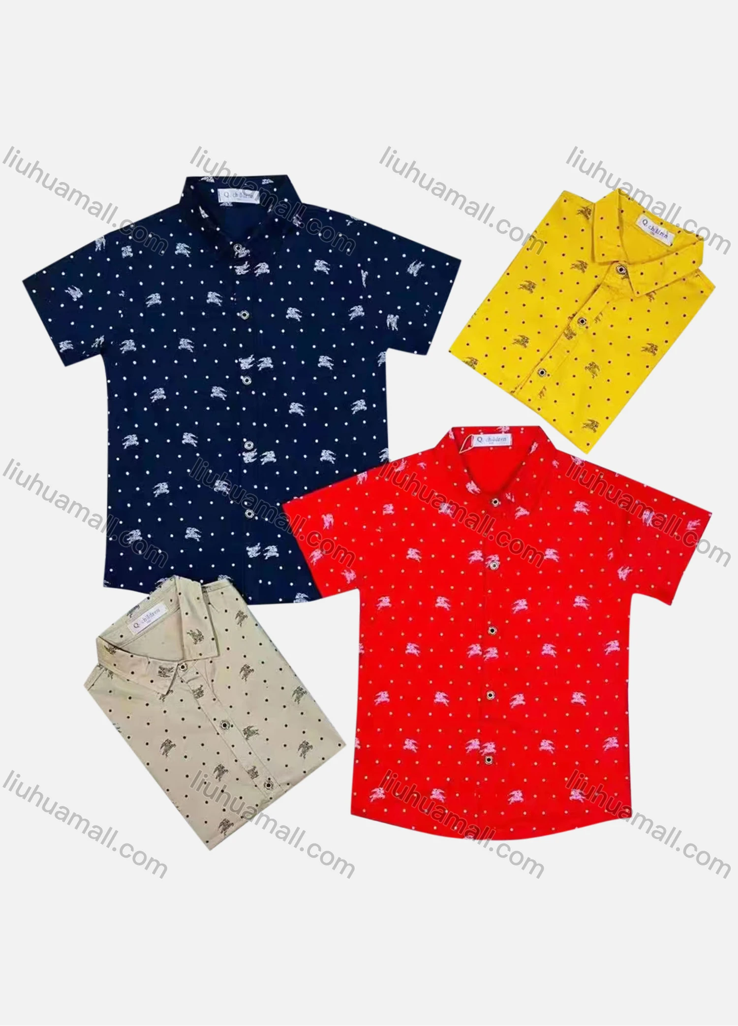 Wholesale Boy's Casual Allover Print Short Sleeve Shirt - Liuhuamall