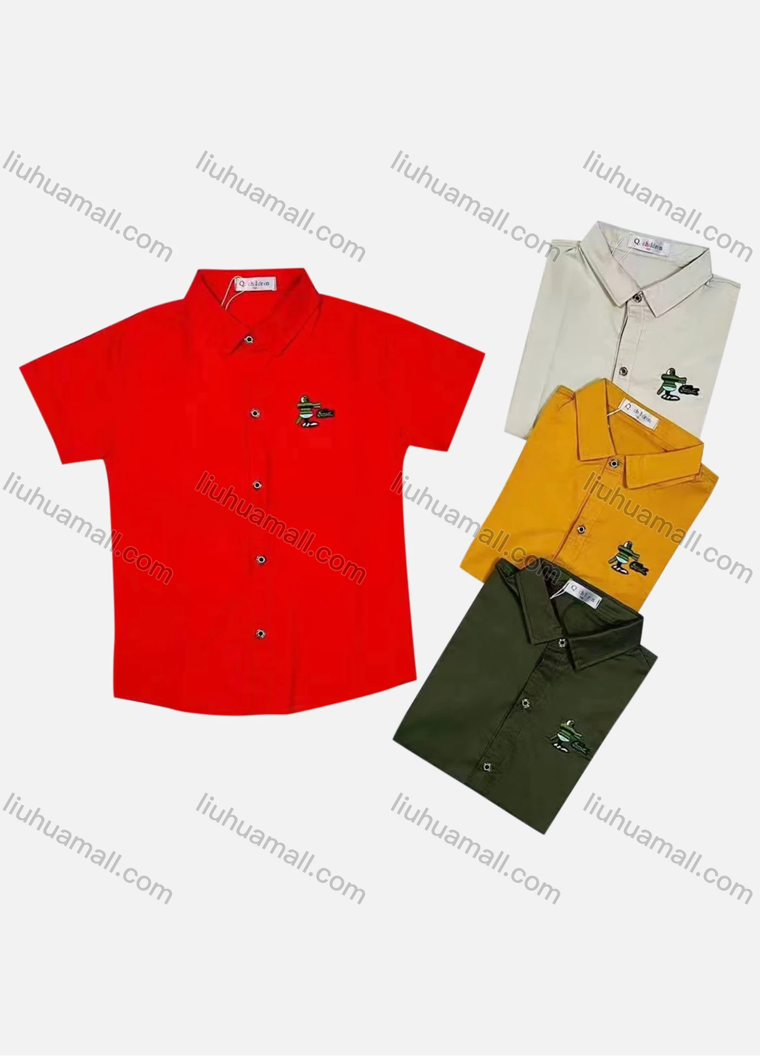 Wholesale Boy's Casual Label Short Sleeve Shirt - Liuhuamall