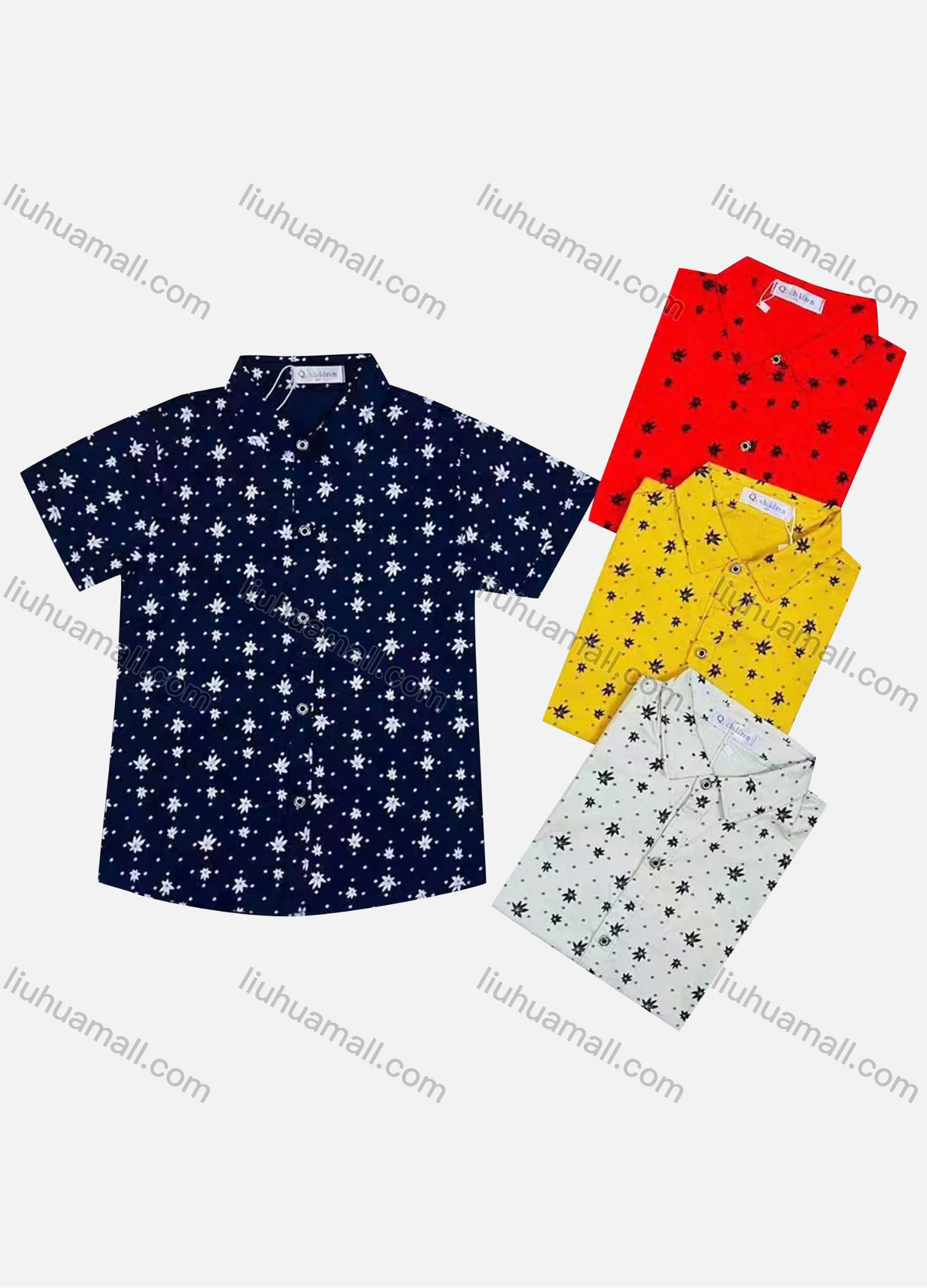 Wholesale Boy's Casual Allover Print Short Sleeve Shirt - Liuhuamall