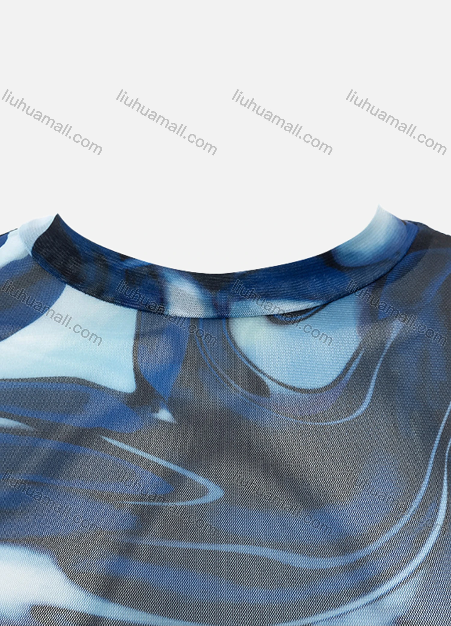 Wholesale Women's Sexy Long Sleeve Mesh Semi-sheer Crop Top Q21TP574# - Liuhuamall