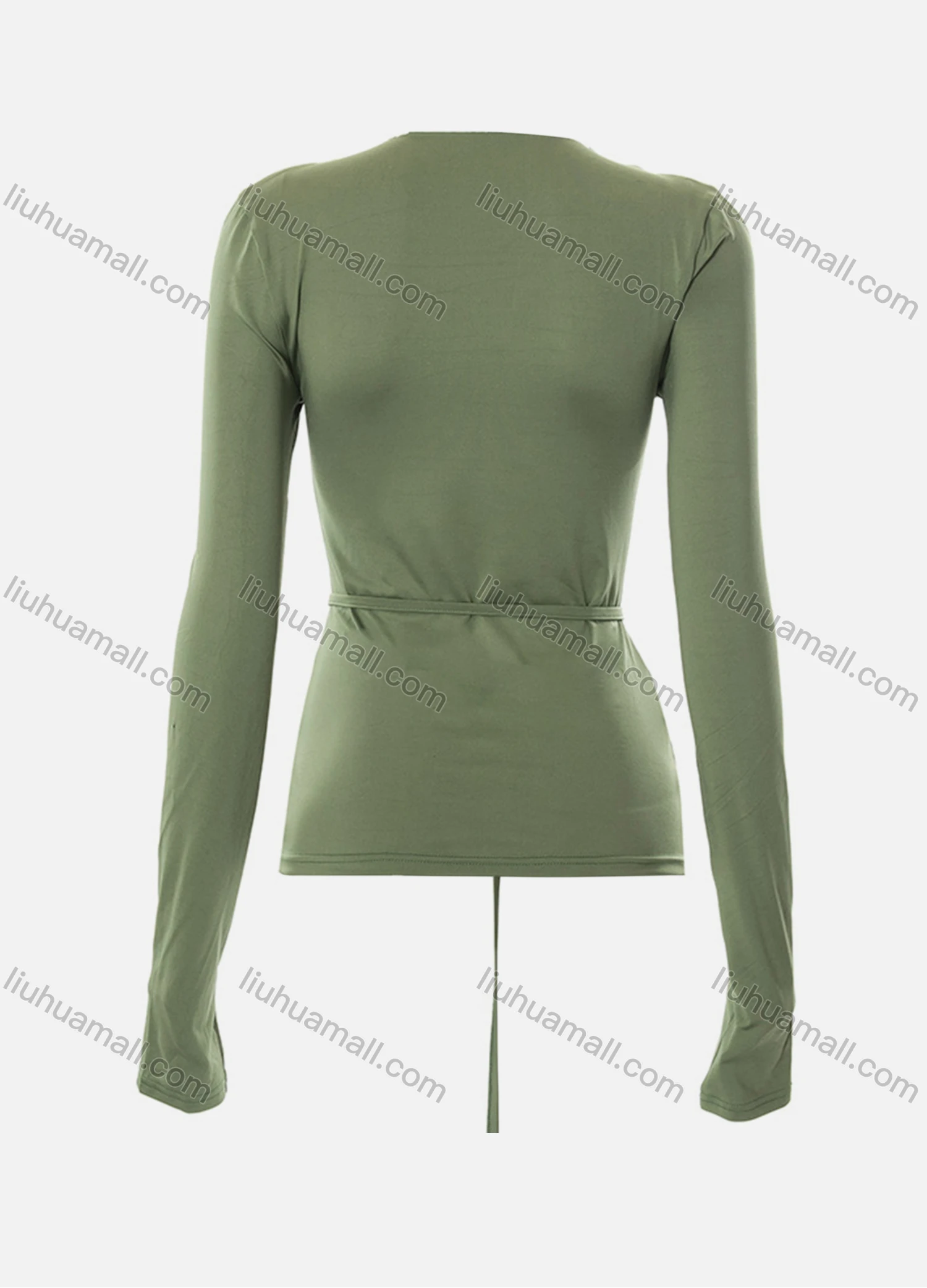 Wholesale Women's Fashion Long Sleeve Cold Shoulder Graphic Tie Long Top Q21TP604# - Liuhuamall
