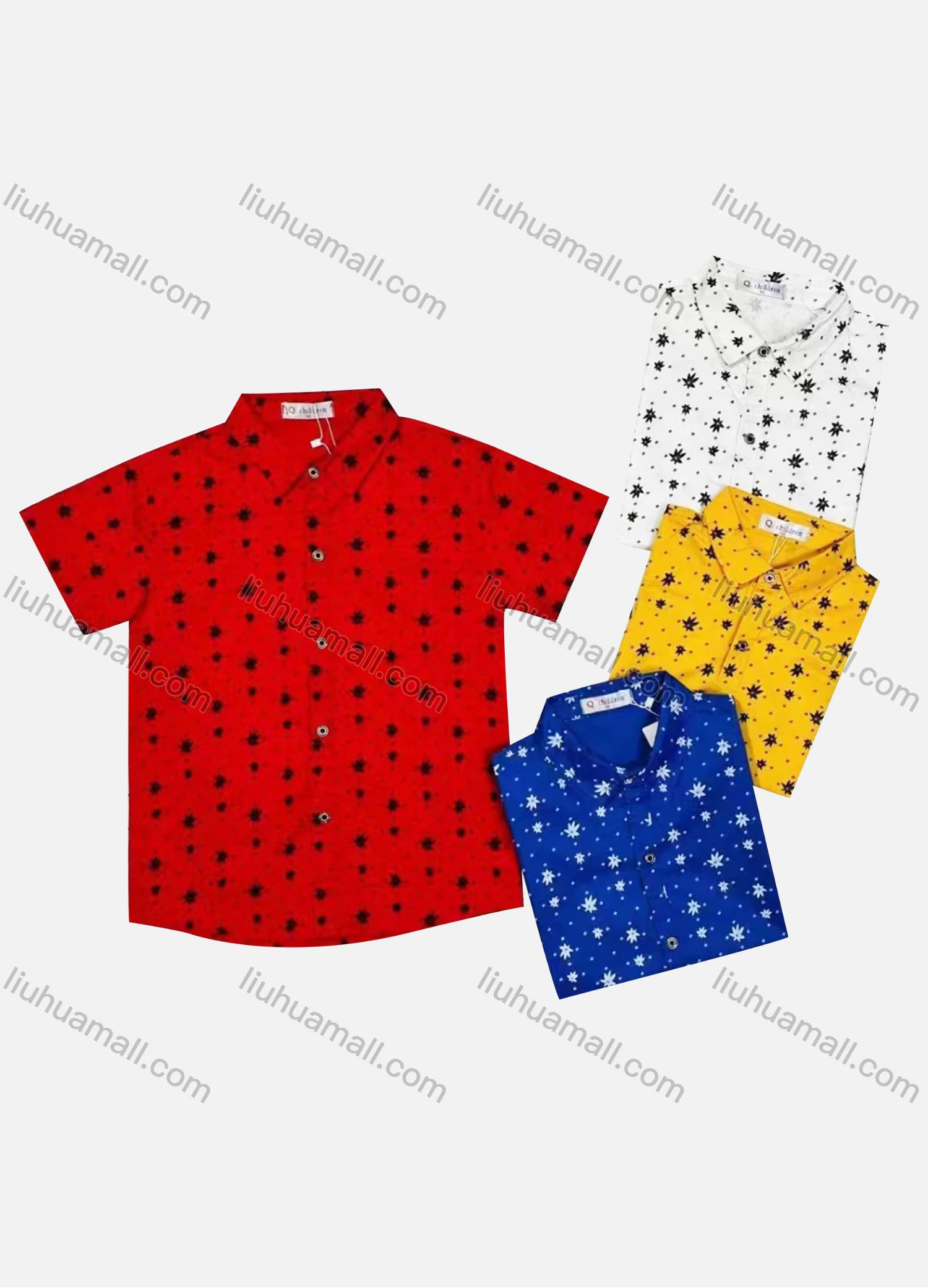 Wholesale Boy's Casual Allover Print Short Sleeve Shirt - Liuhuamall