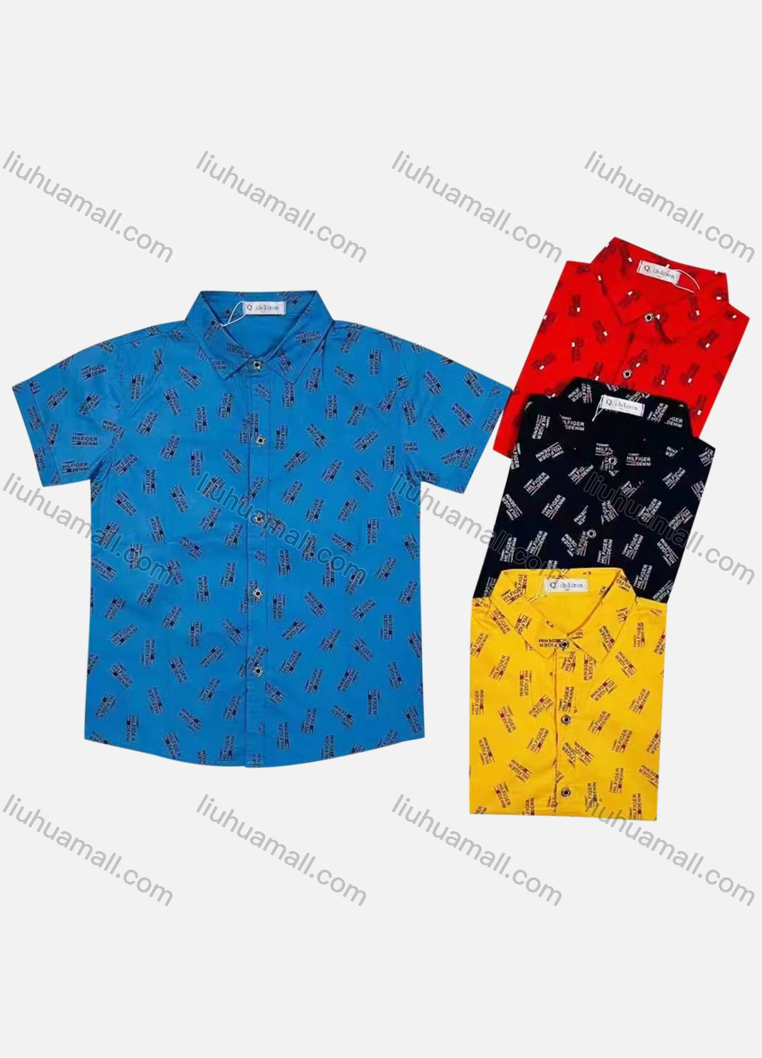 Wholesale Boy's Casual Allover Print Short Sleeve Shirt - Liuhuamall