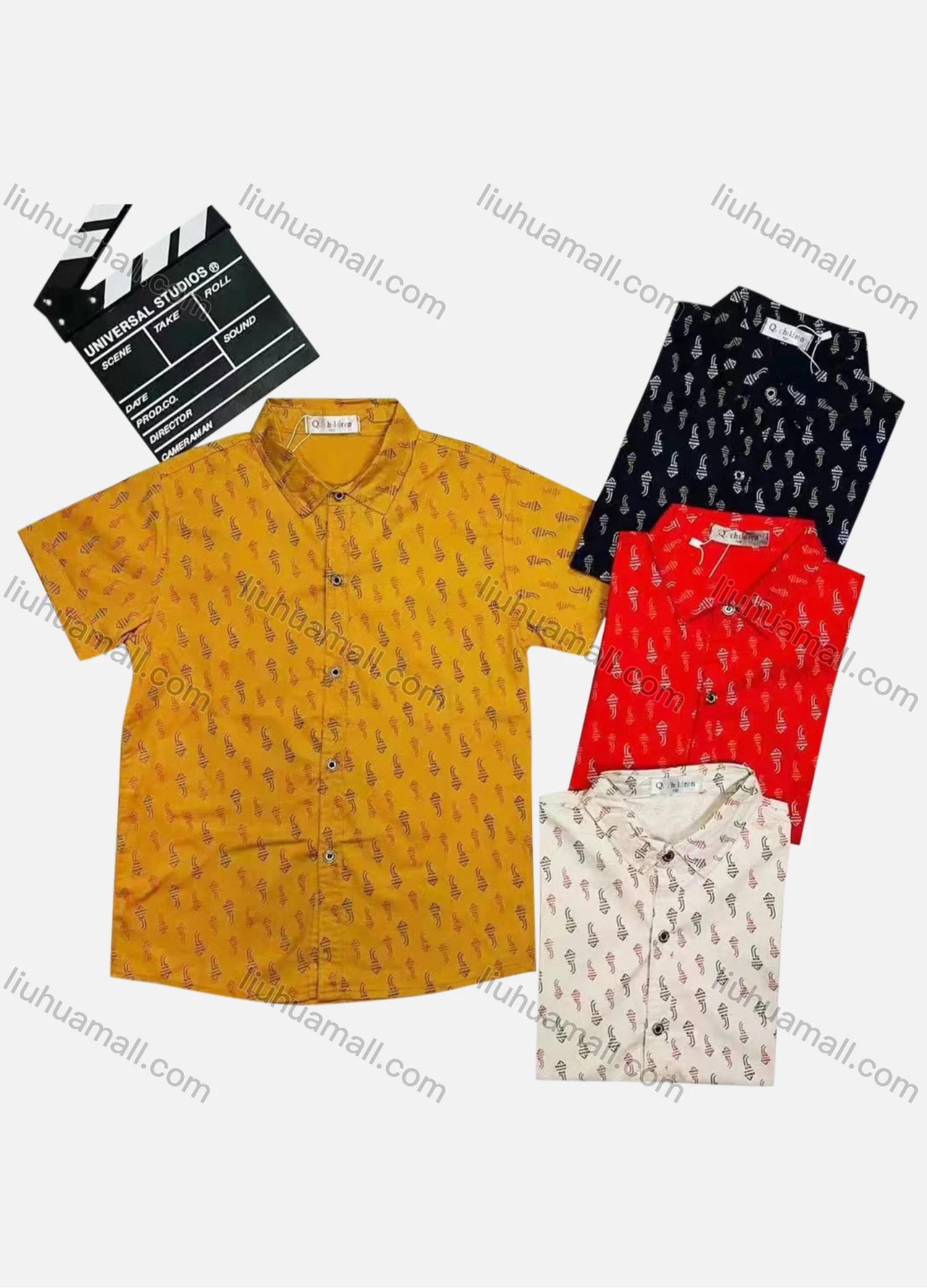 Wholesale Boy's Casual Allover Print Short Sleeve Shirt - Liuhuamall