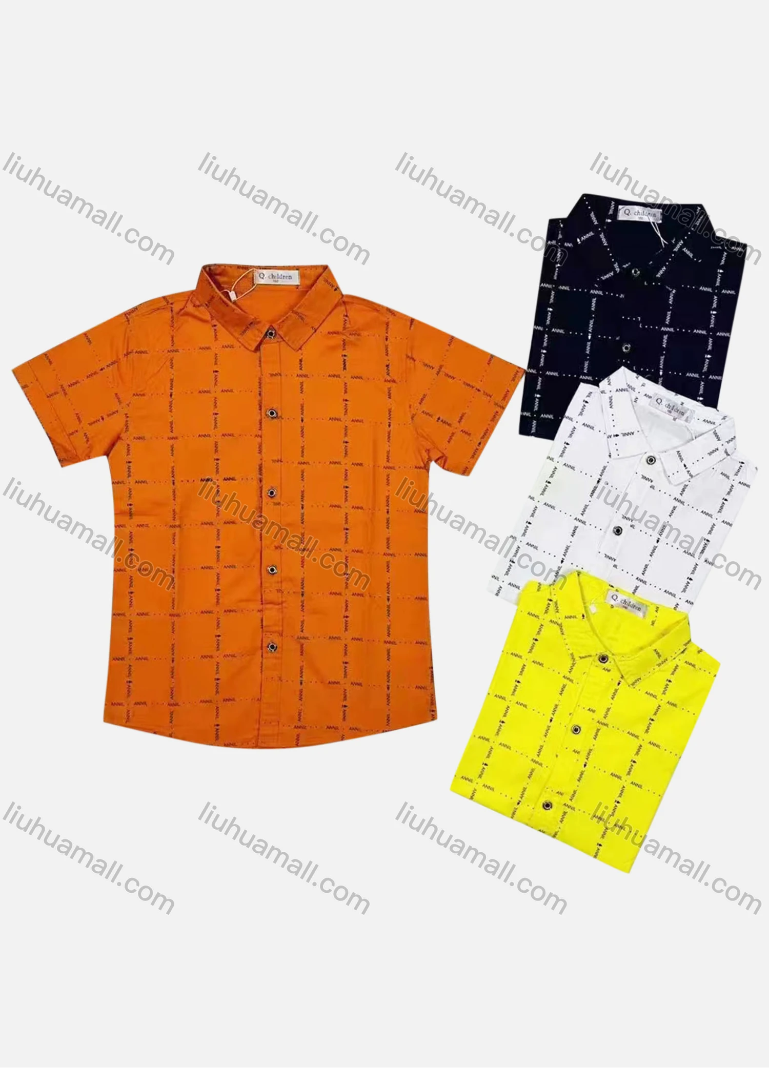 Wholesale Boy's Casual Plaid Print Short Sleeve Shirt - Liuhuamall