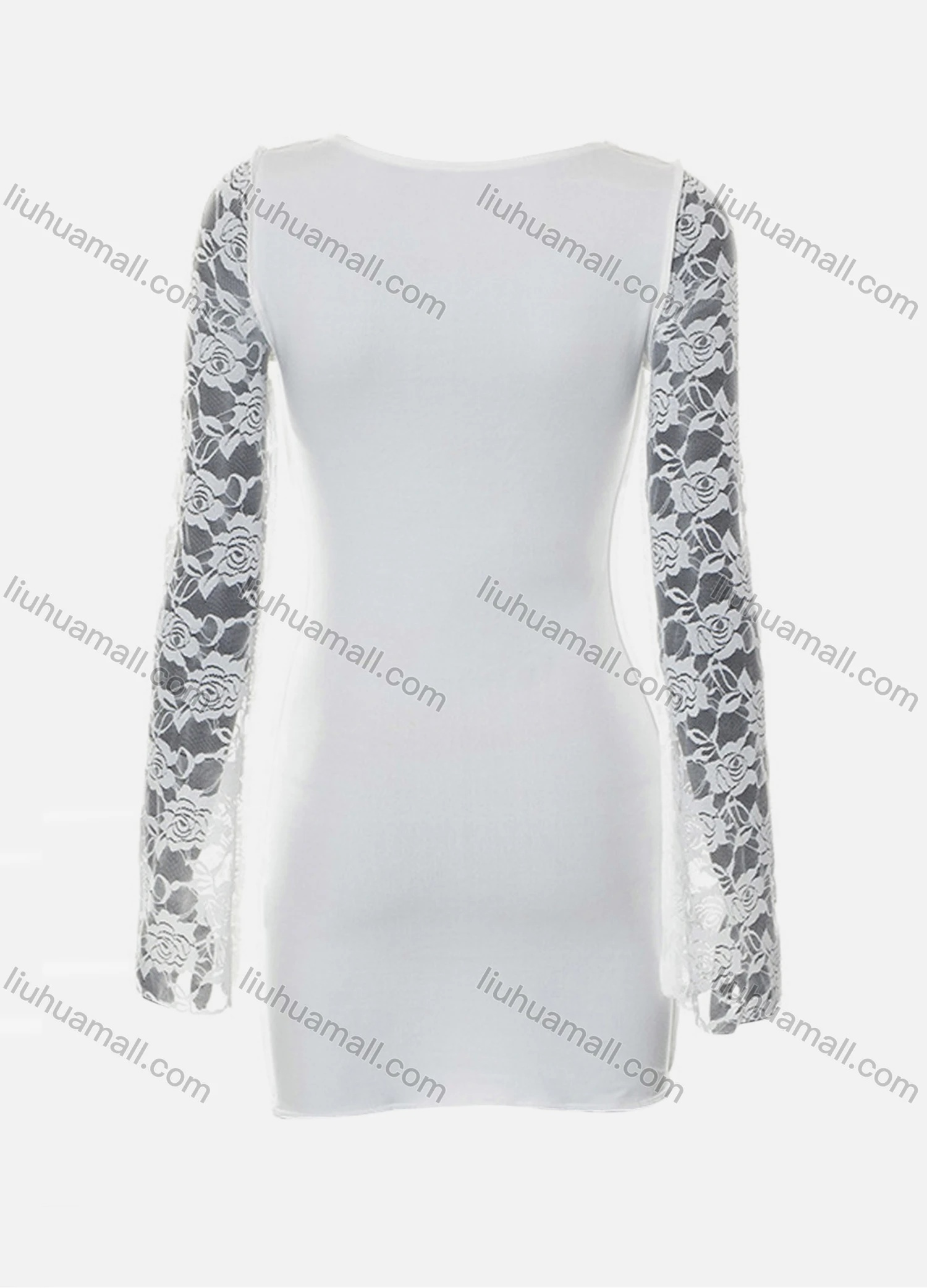 Wholesale Women's Fashion Y2K Lace Sleeve Lace Up Front Graphic Bodycon Mini Dress Q22DS391# - Liuhuamall