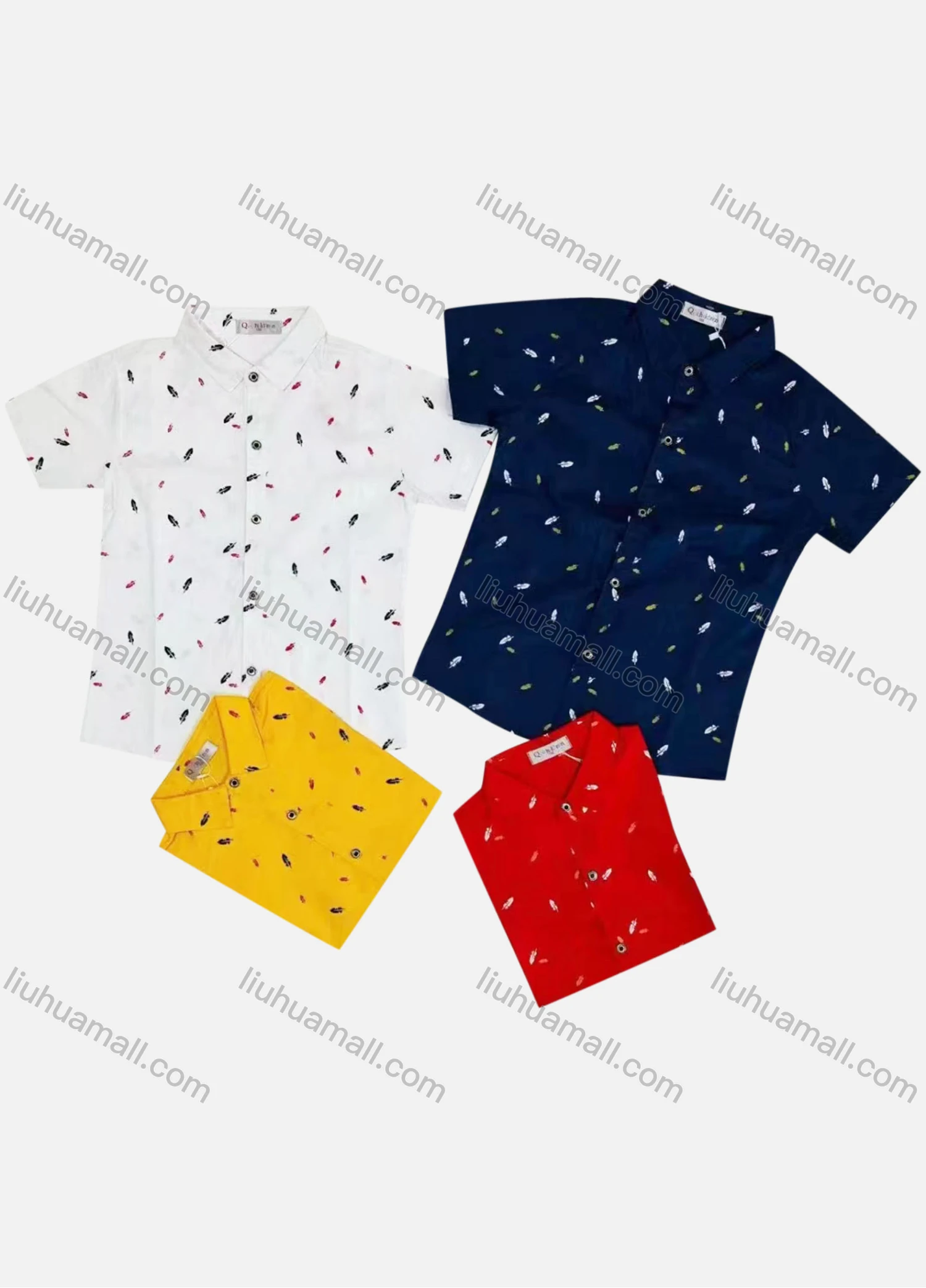 Wholesale Boy's Casual Allover Print Short Sleeve Shirt - Liuhuamall