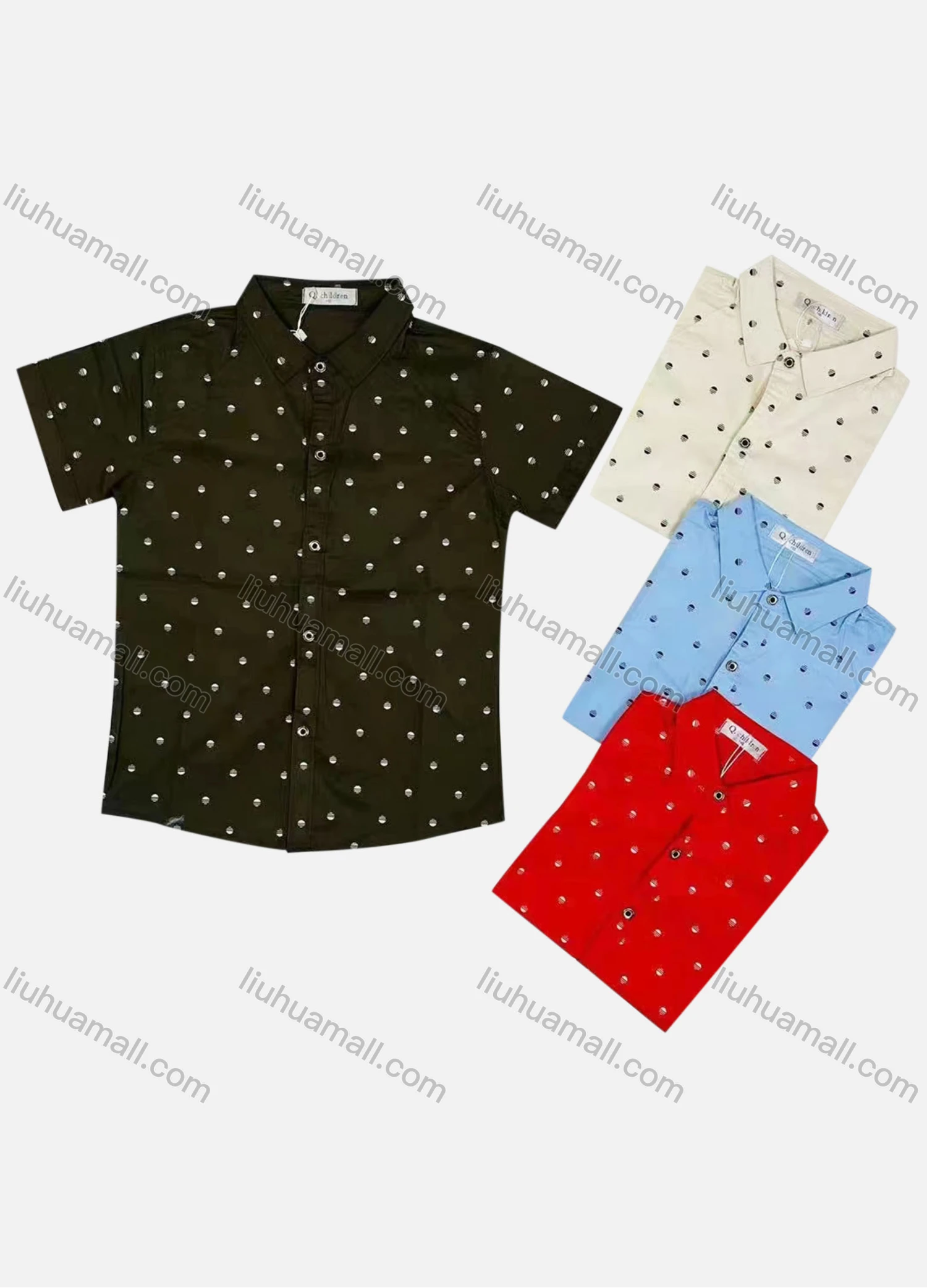 Wholesale Boy's Casual Allover Print Short Sleeve Shirt - Liuhuamall