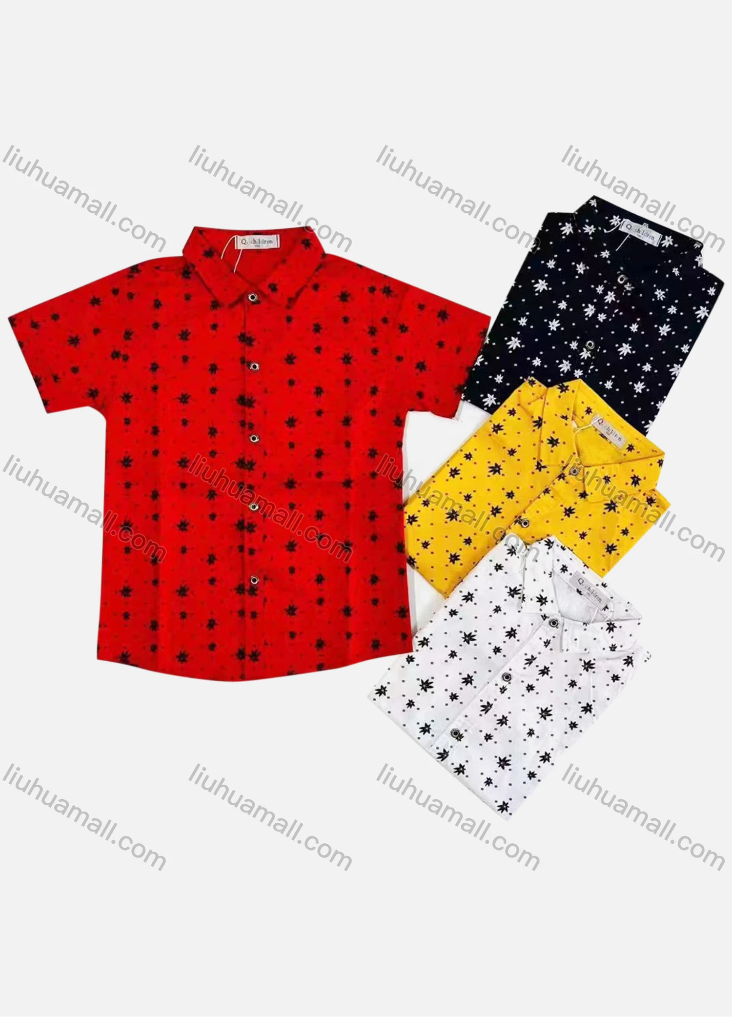 Wholesale Boy's Casual Allover Print Short Sleeve Shirt - Liuhuamall