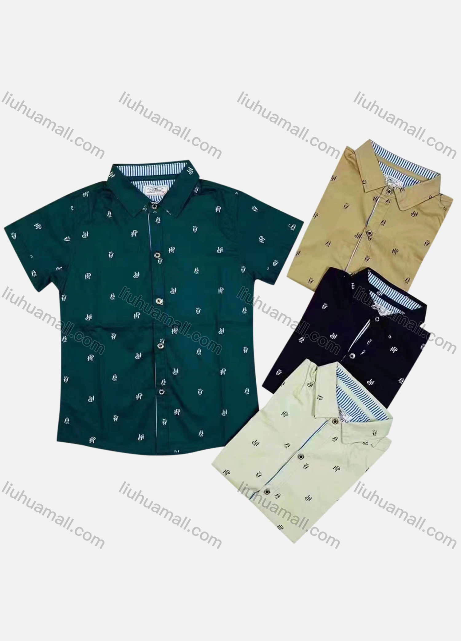 Wholesale Boy's Casual Allover Print Short Sleeve Shirt - Liuhuamall