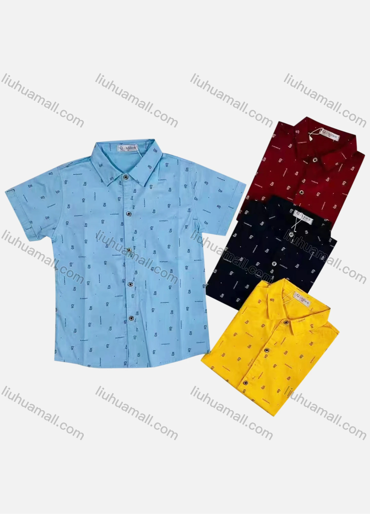 Wholesale Boy's Casual Allover Print Short Sleeve Shirt - Liuhuamall
