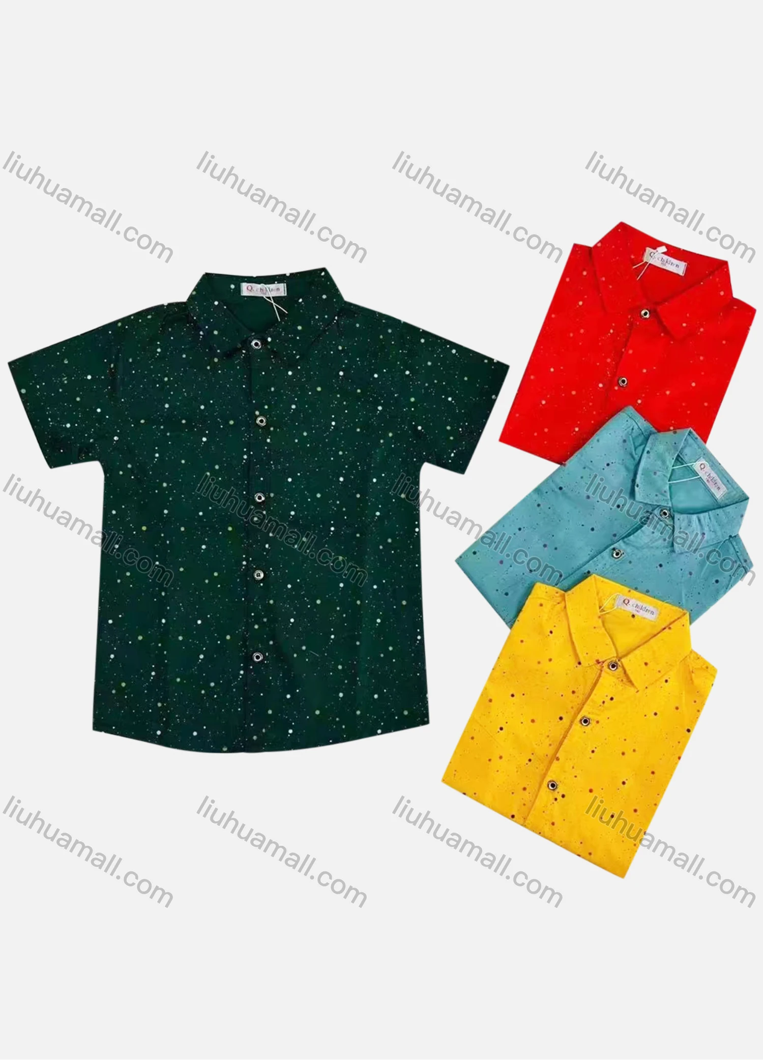 Wholesale Boy's Casual Allover Print Short Sleeve Shirt - Liuhuamall