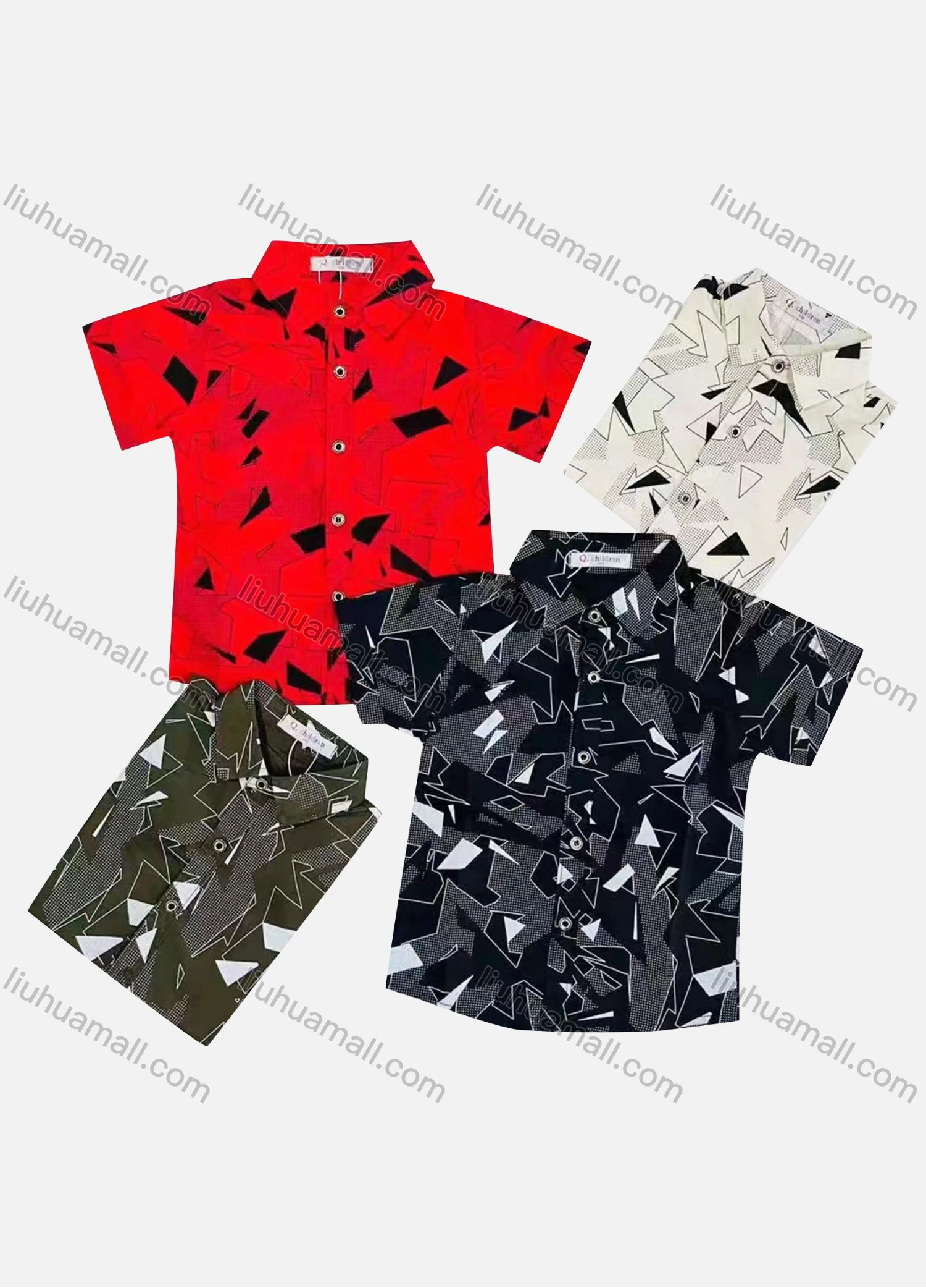 Wholesale Boy's Casual Allover Print Short Sleeve Shirt - Liuhuamall