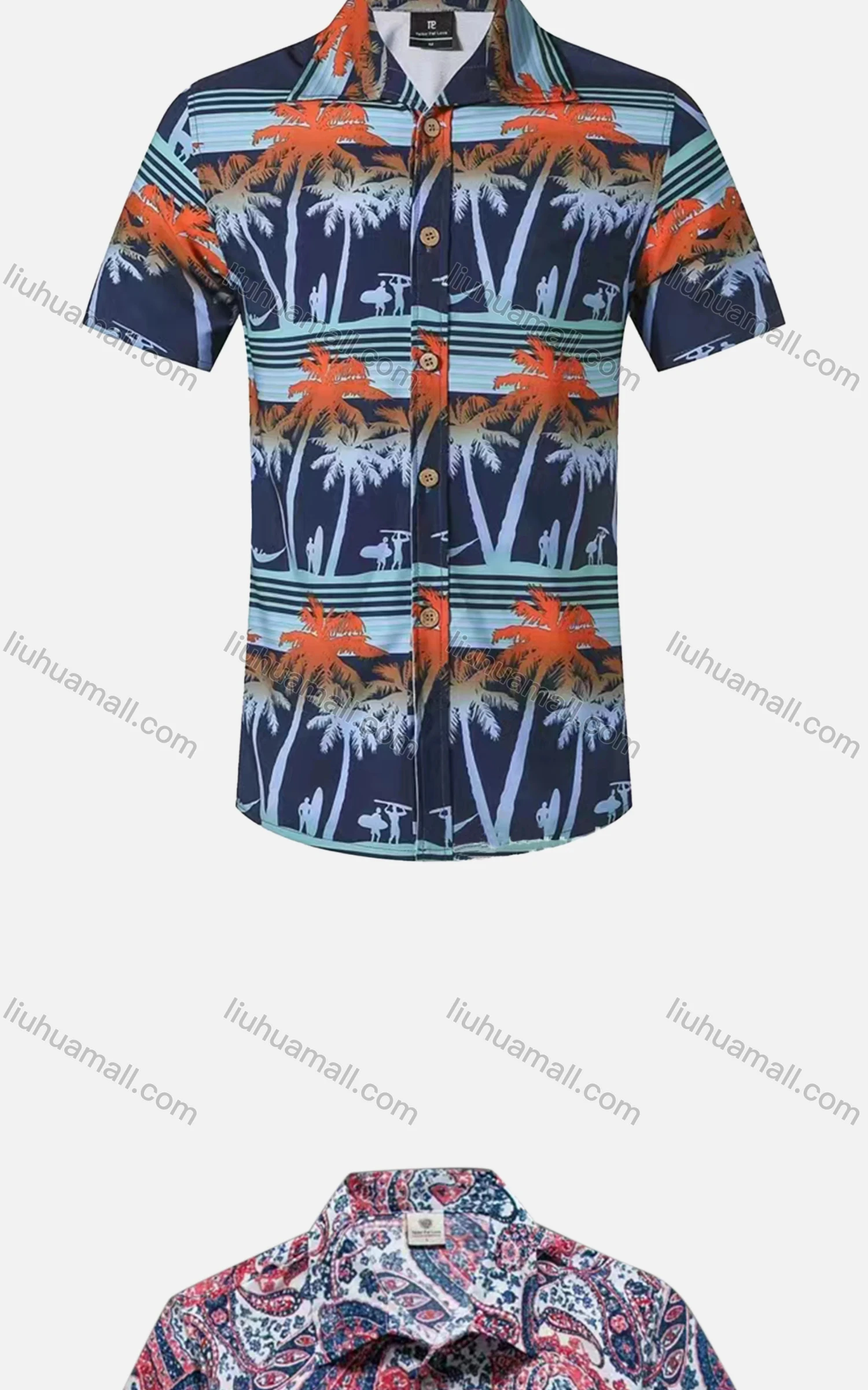 Wholesale Men's Casual Vacation Short Sleeve Button Down Allover Print Shirt - Liuhuamall