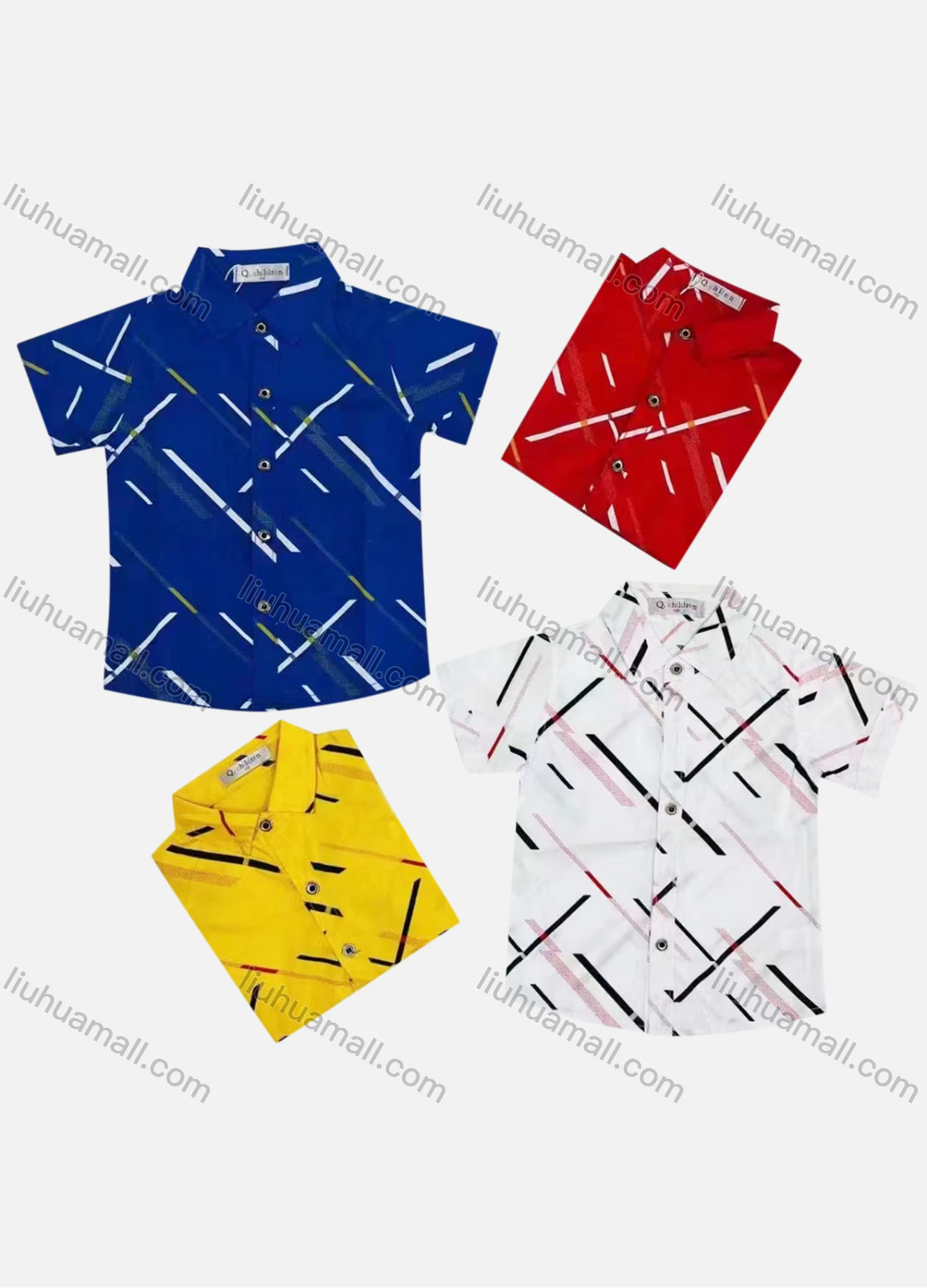 Wholesale Boy's Casual Striped Short Sleeve Shirt - Liuhuamall