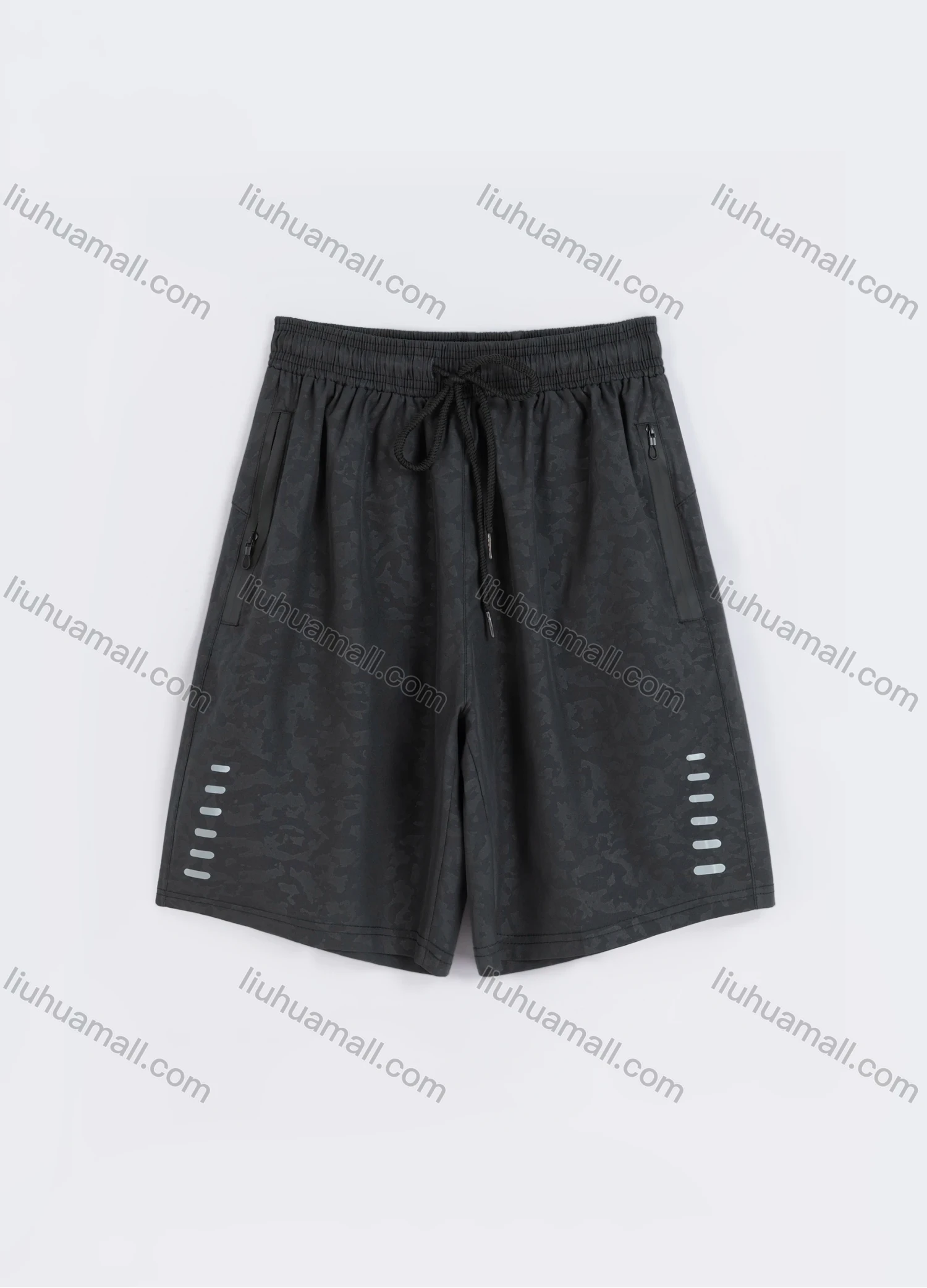 Wholesale Men's Sporty Plain Drawstring Elastic Waist Zipper Pocket Shorts - Liuhuamall