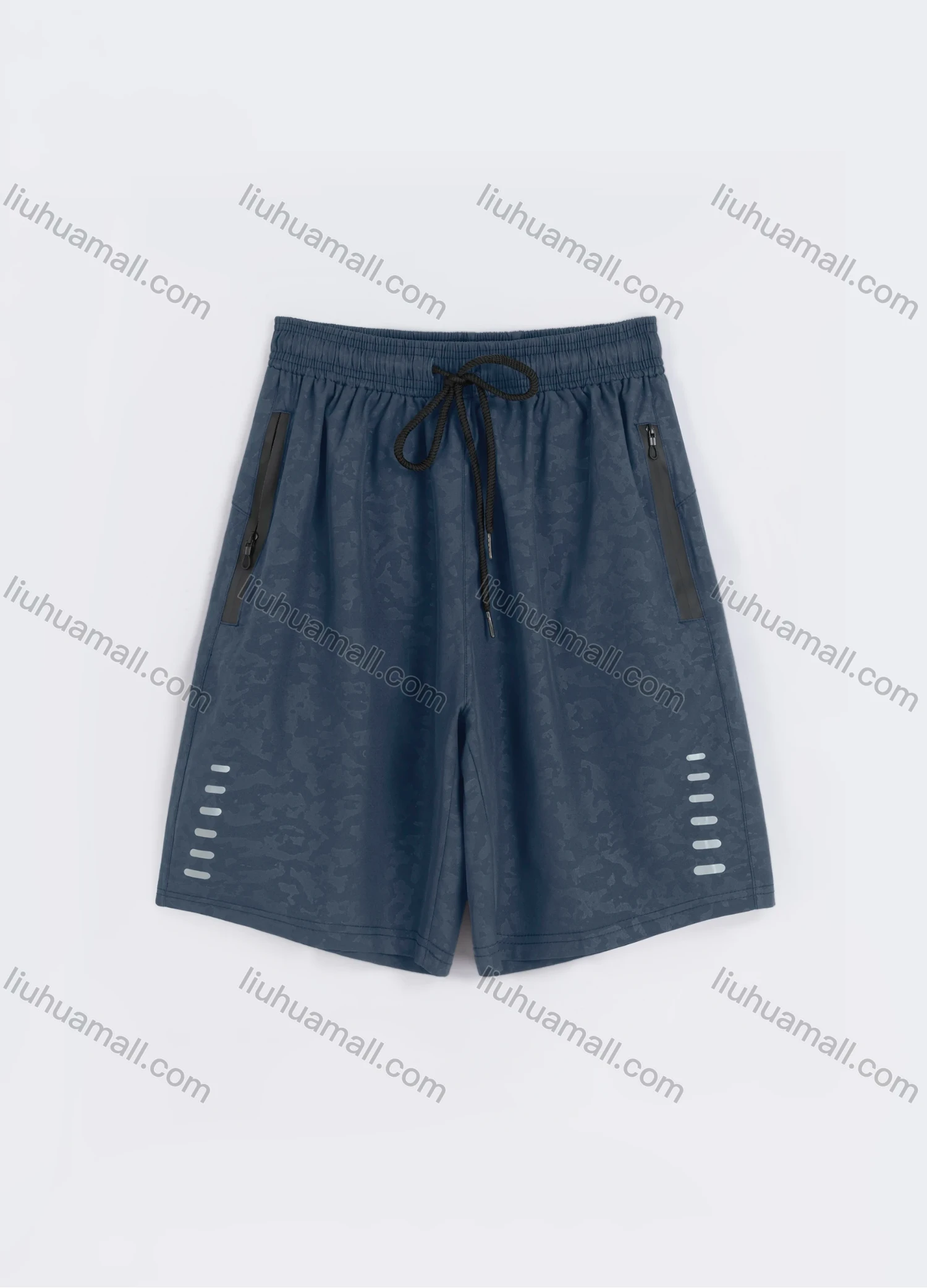 Wholesale Men's Sporty Plain Drawstring Elastic Waist Zipper Pocket Shorts - Liuhuamall