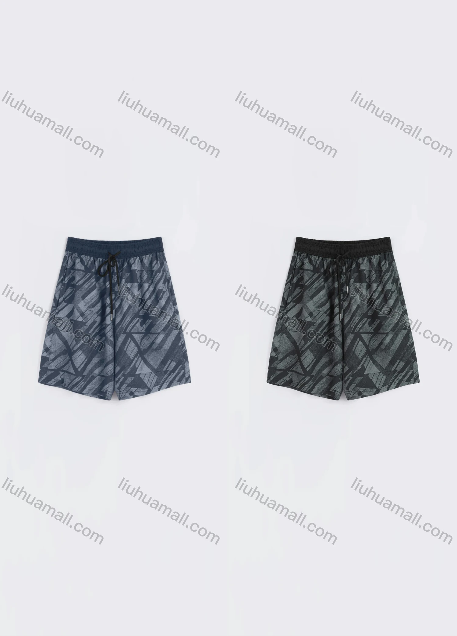 Wholesale Men's Sporty Allover Print Drawstring Elastic Waist Patch Pocket Shorts - Liuhuamall