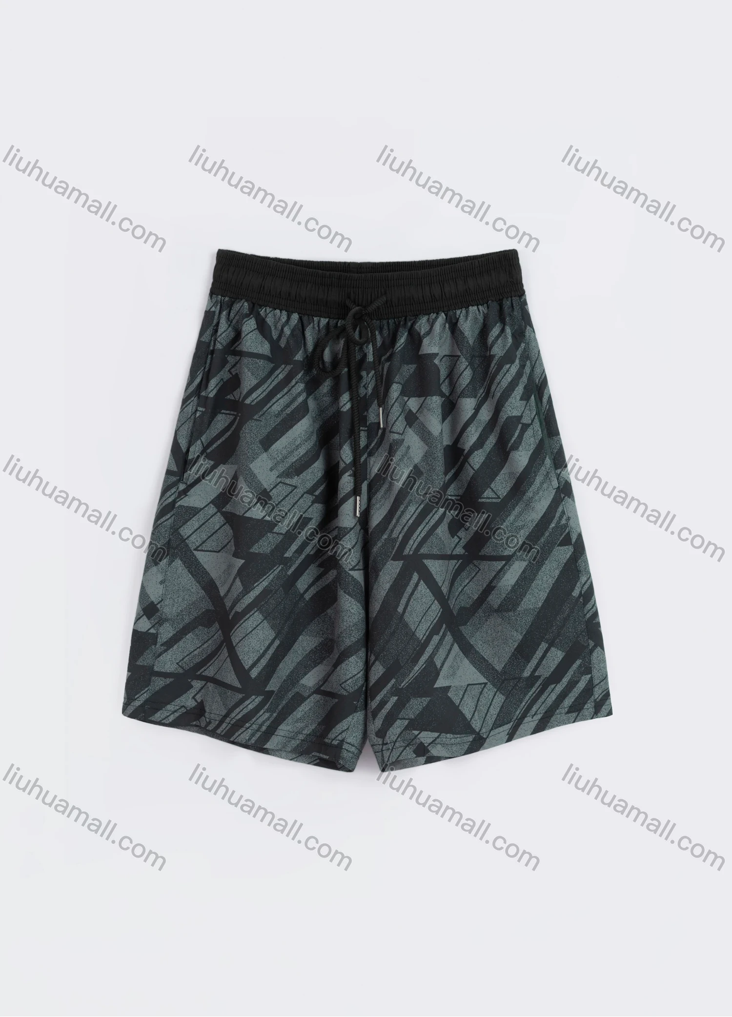 Wholesale Men's Sporty Allover Print Drawstring Elastic Waist Patch Pocket Shorts - Liuhuamall