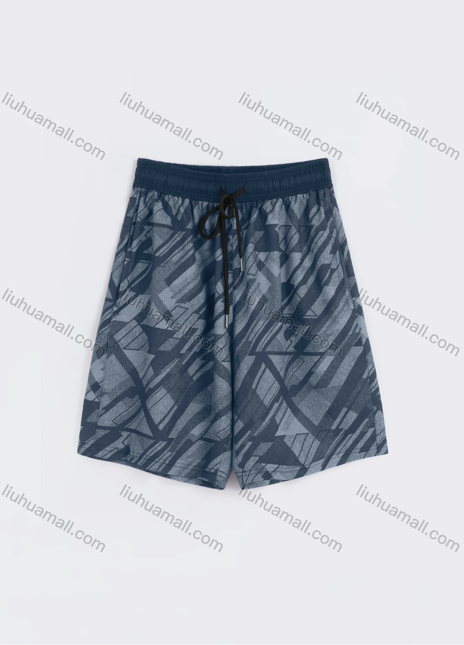 Wholesale Men's Sporty Allover Print Drawstring Elastic Waist Patch Pocket Shorts - Liuhuamall