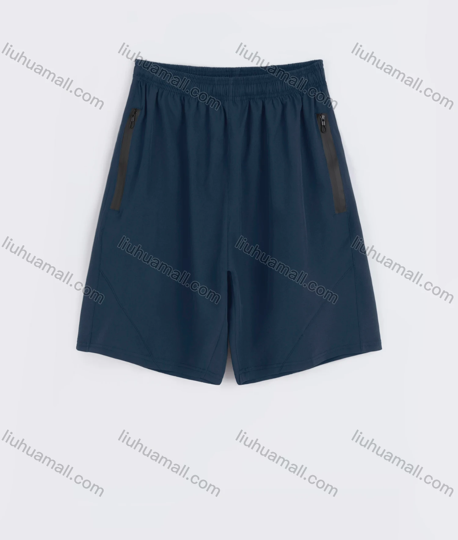 Wholesale Men's Sporty Plain Elastic Waist Zipper Pocket Shorts - Liuhuamall