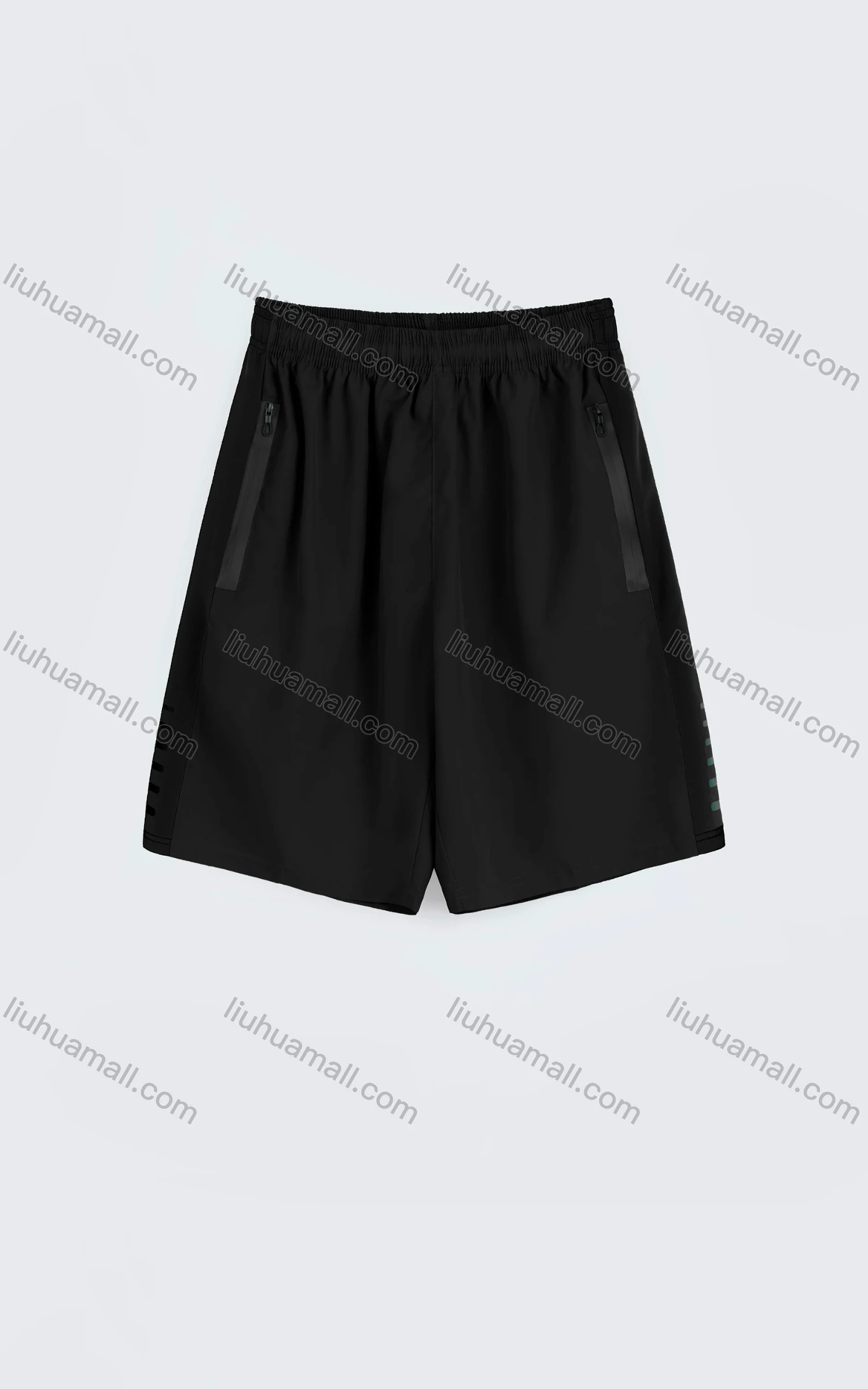 Wholesale Men's Sporty Plain Elastic Waist Zipper Pocket Shorts - Liuhuamall