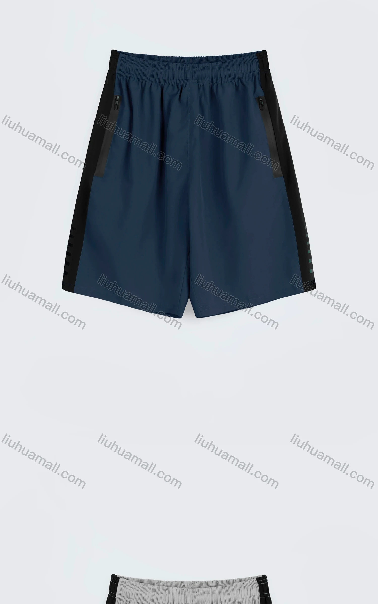 Wholesale Men's Sporty Plain Elastic Waist Zipper Pocket Shorts - Liuhuamall