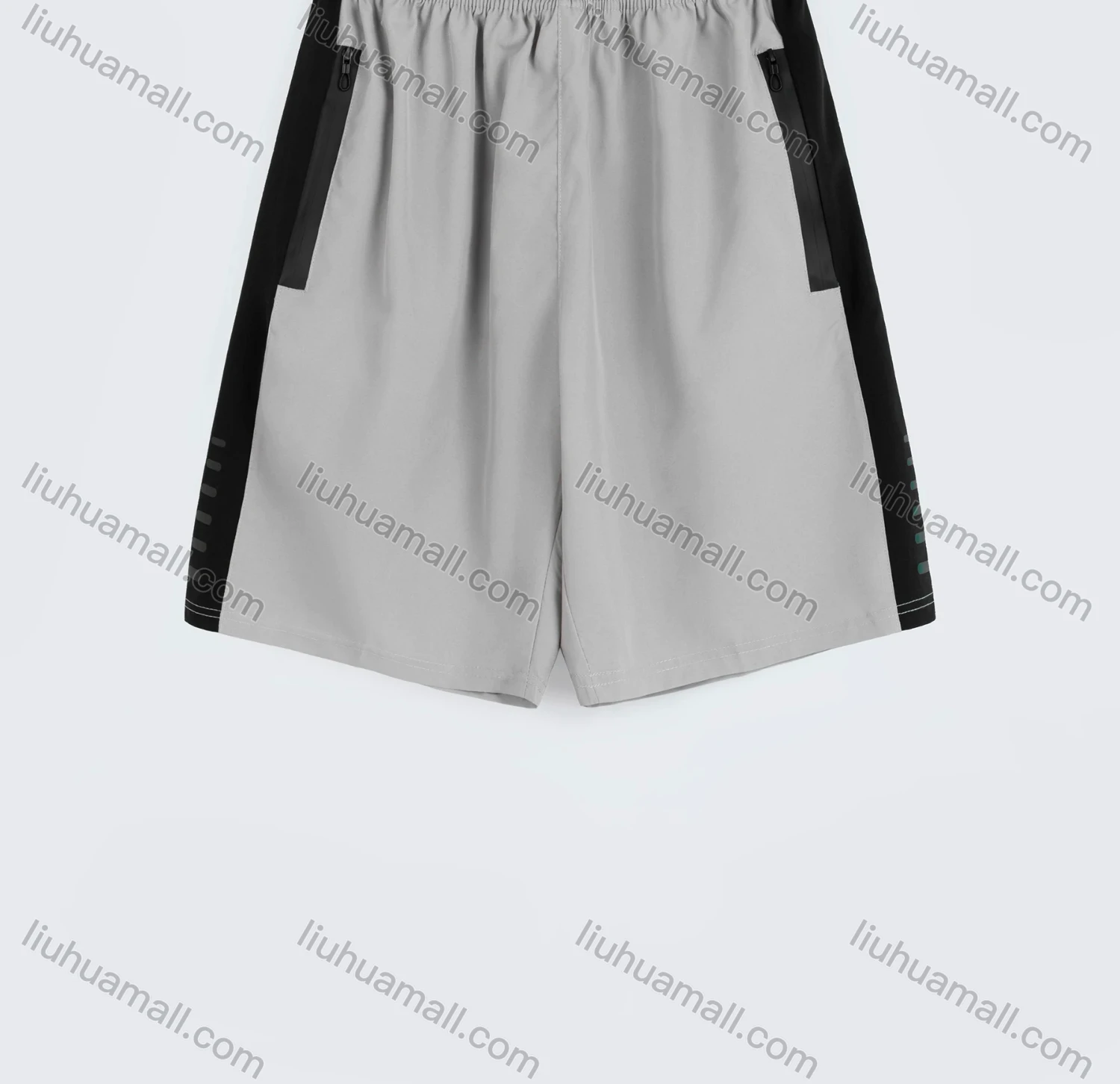 Wholesale Men's Sporty Plain Elastic Waist Zipper Pocket Shorts - Liuhuamall
