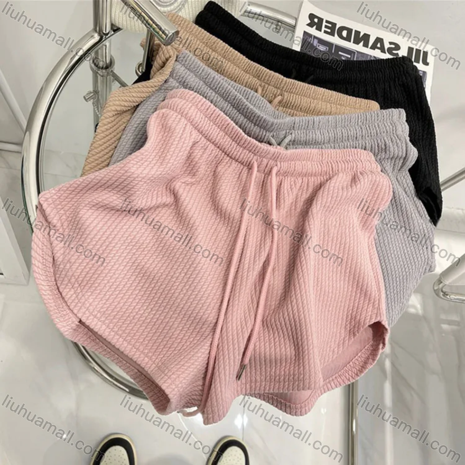 Wholesale Women's Casual Plain Drawstring High Waist Pants 639# - Liuhuamall