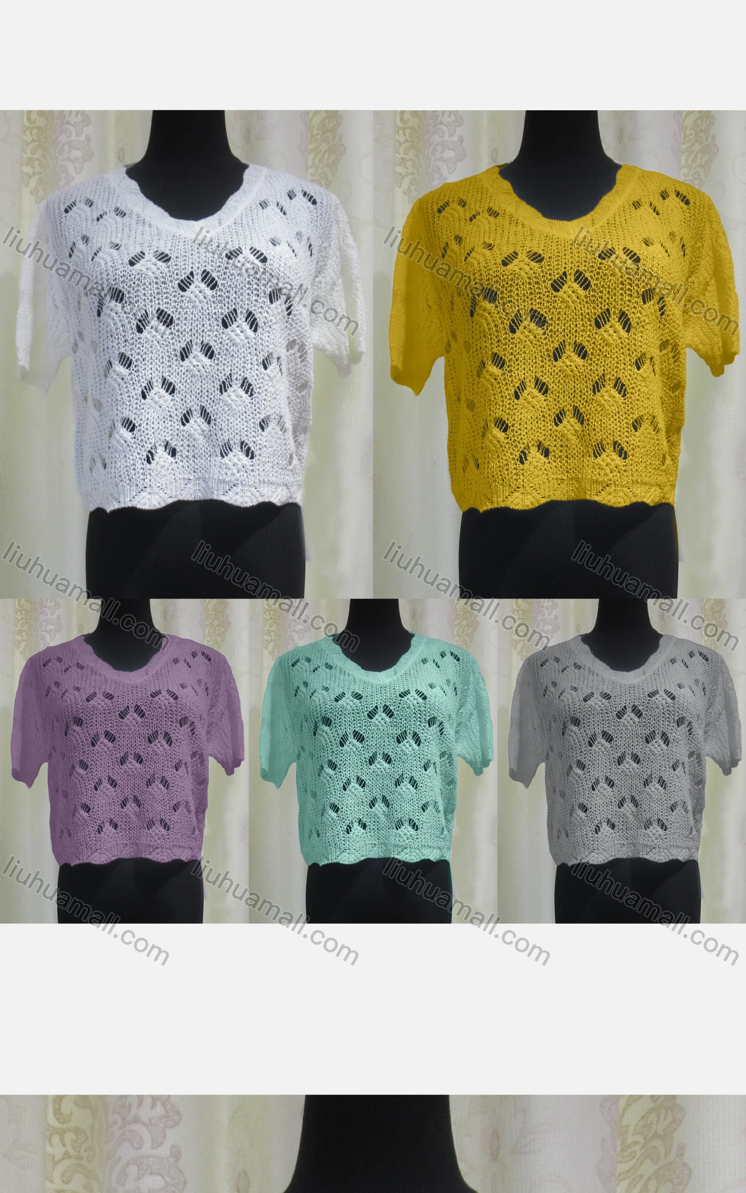 Wholesale Women's Casual Round Neck Hollow Out Plain Knit Top - Liuhuamall